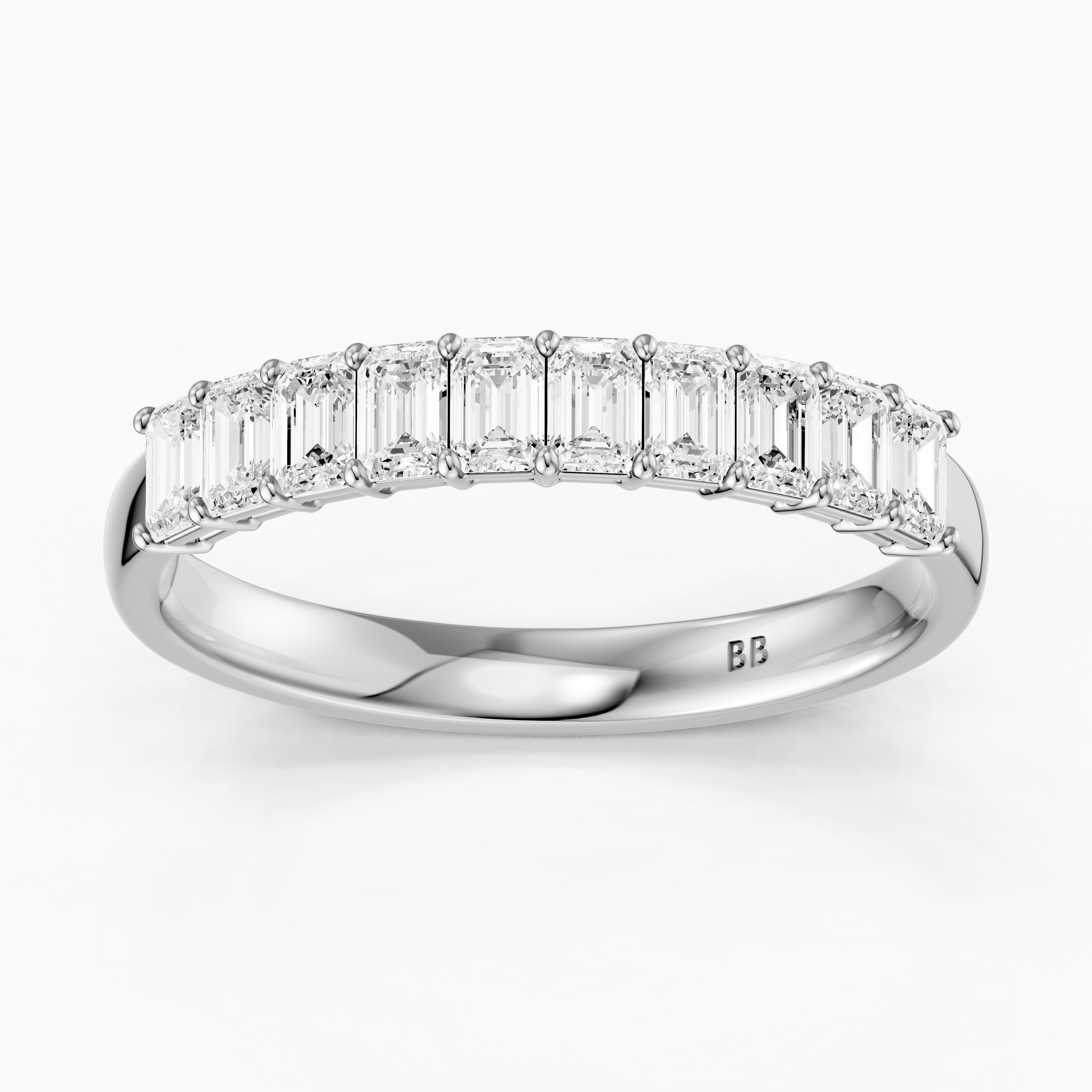 Ruby Emerald Shape Lab Grown Diamond Anniversary Band