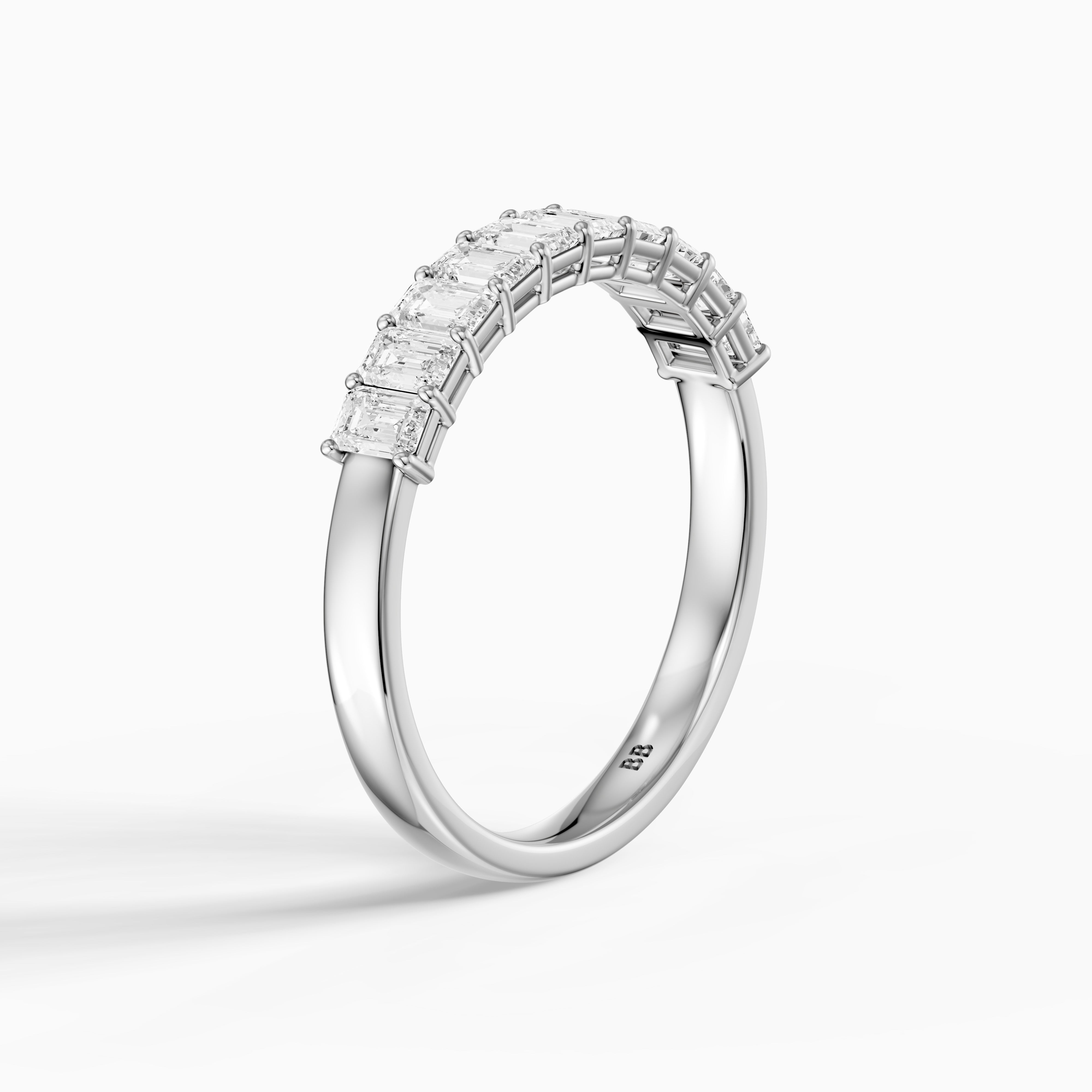 Ruby Emerald Shape Lab Grown Diamond Anniversary Band