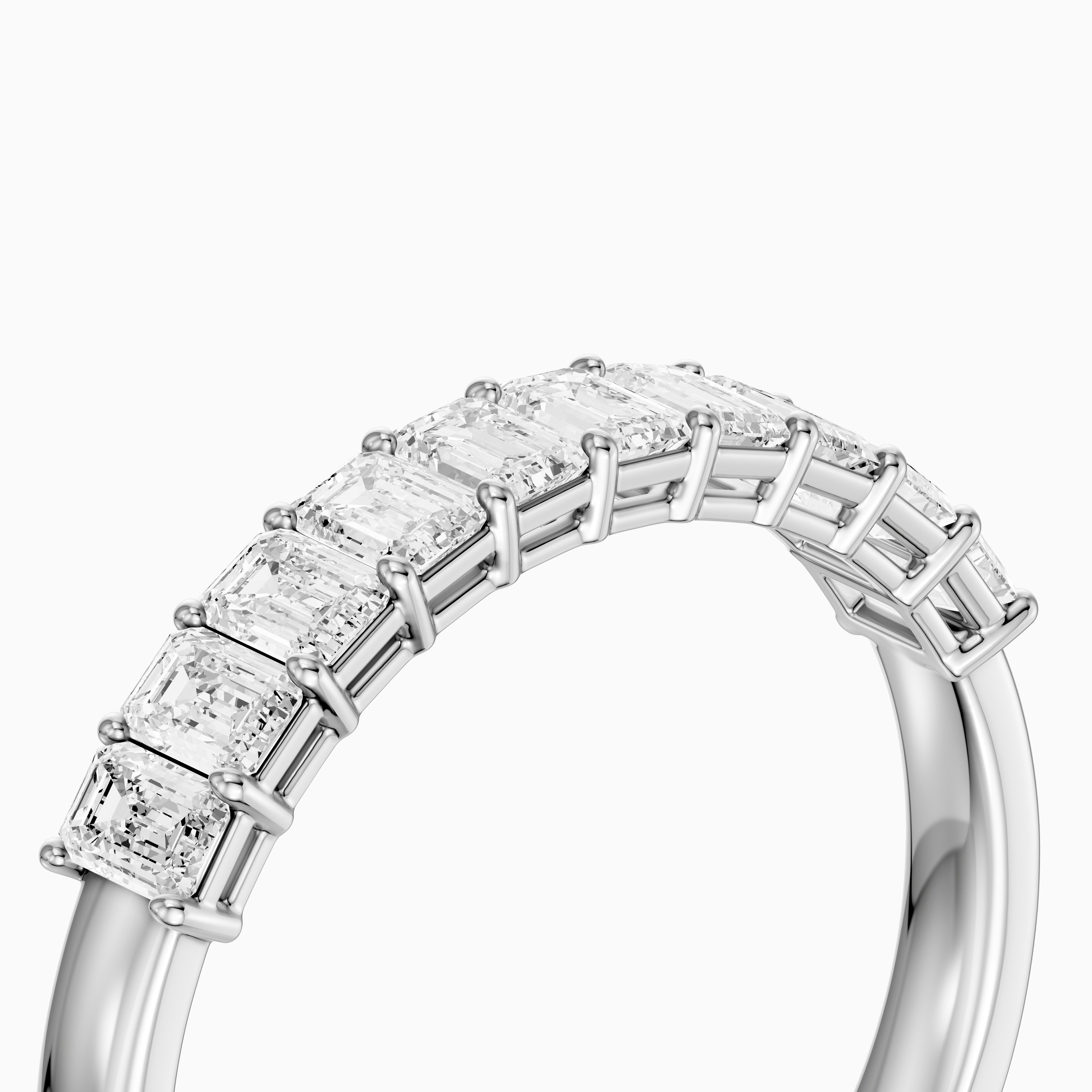 Ruby Emerald Shape Lab Grown Diamond Anniversary Band
