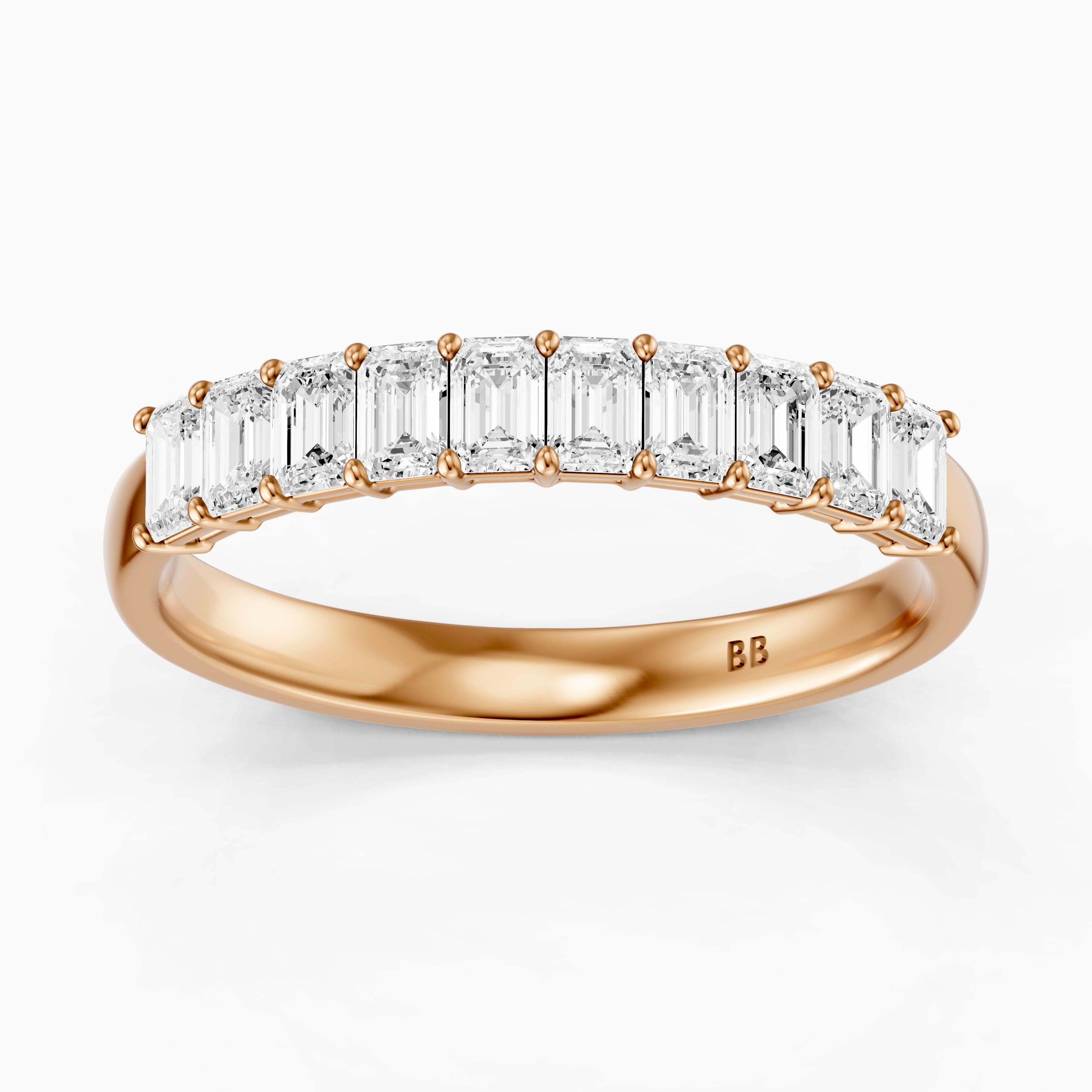 Ruby Emerald Shape Lab Grown Diamond Anniversary Band