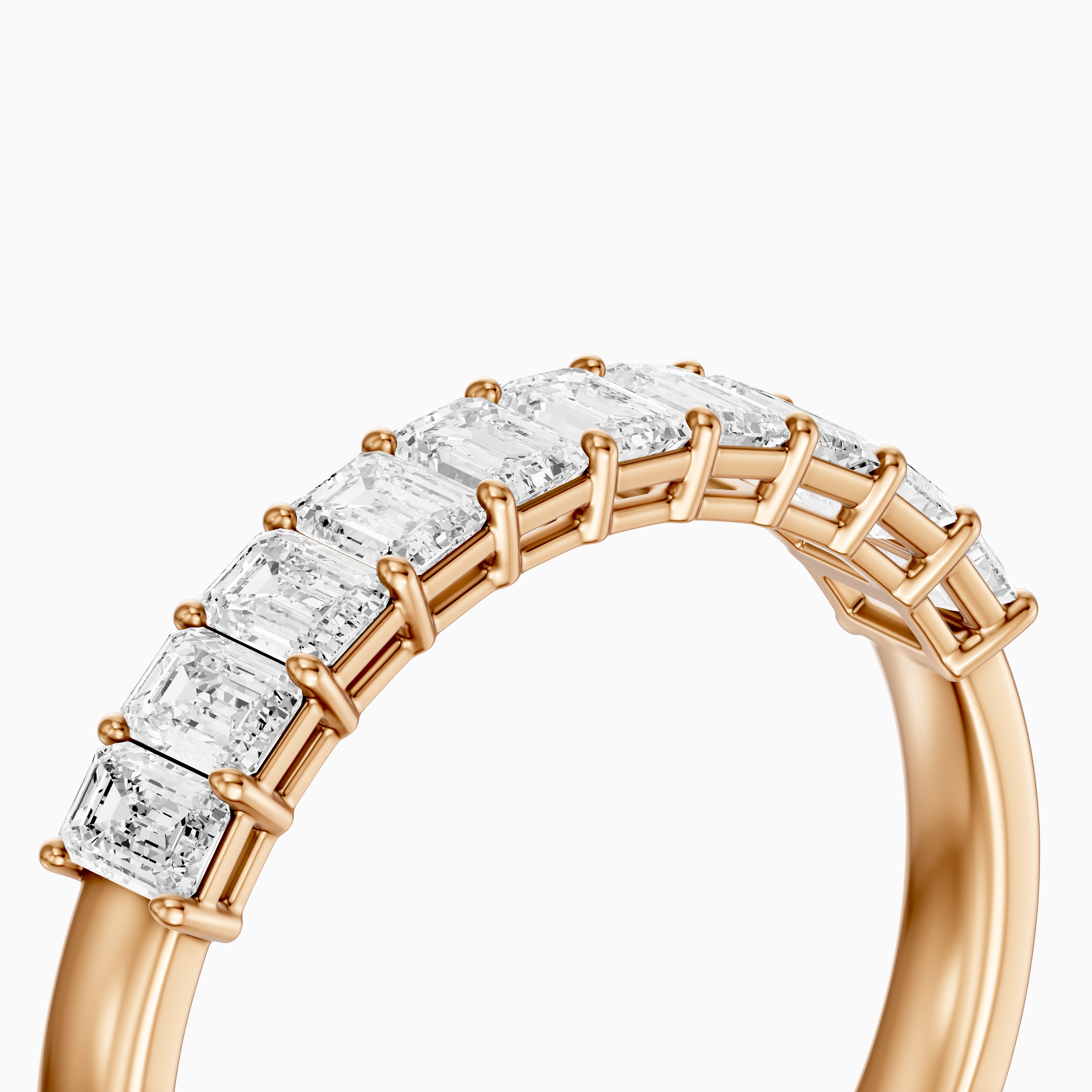 Ruby Emerald Shape Lab Grown Diamond Anniversary Band
