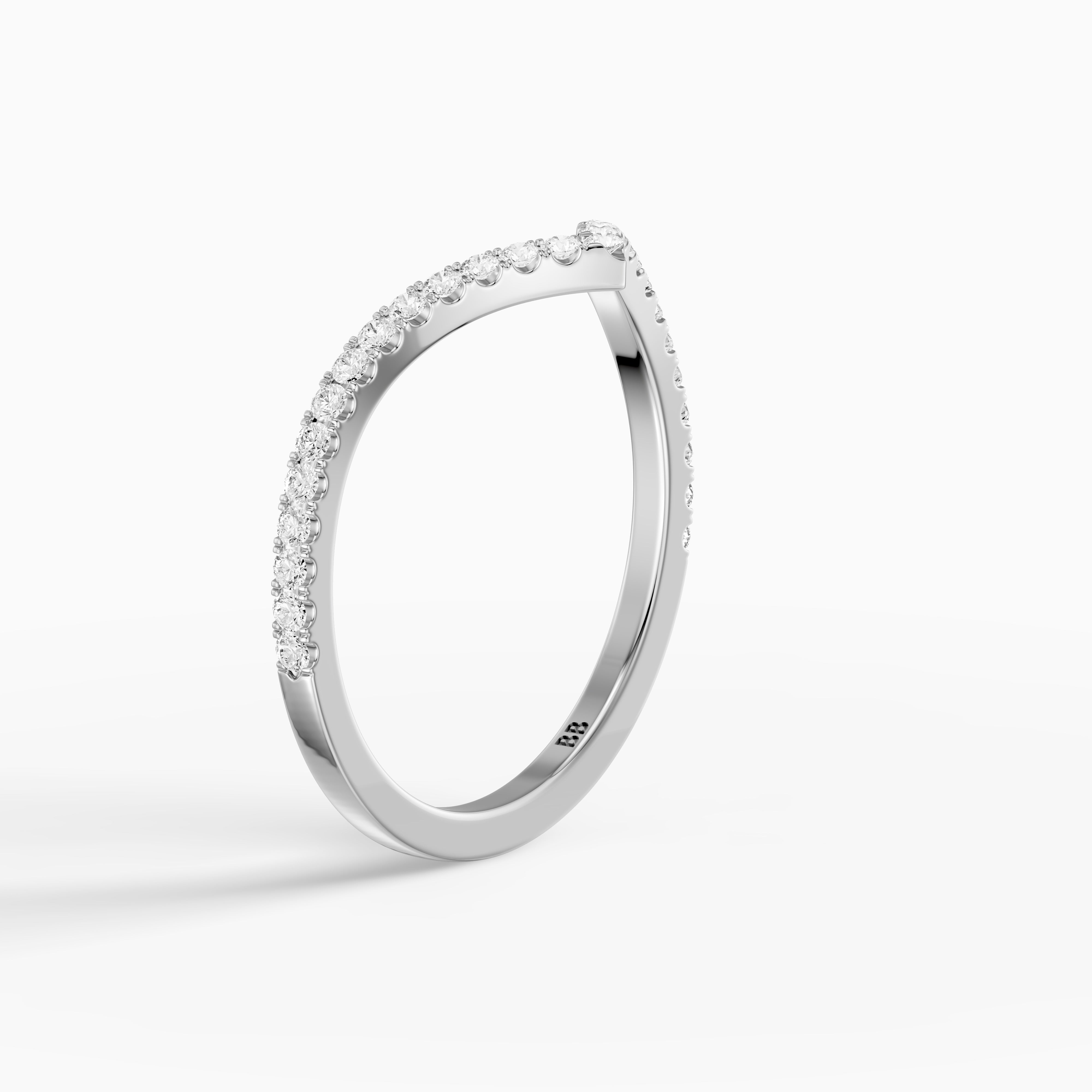 Blair Chevron Style Round Lab Grown Diamond Stackable Band