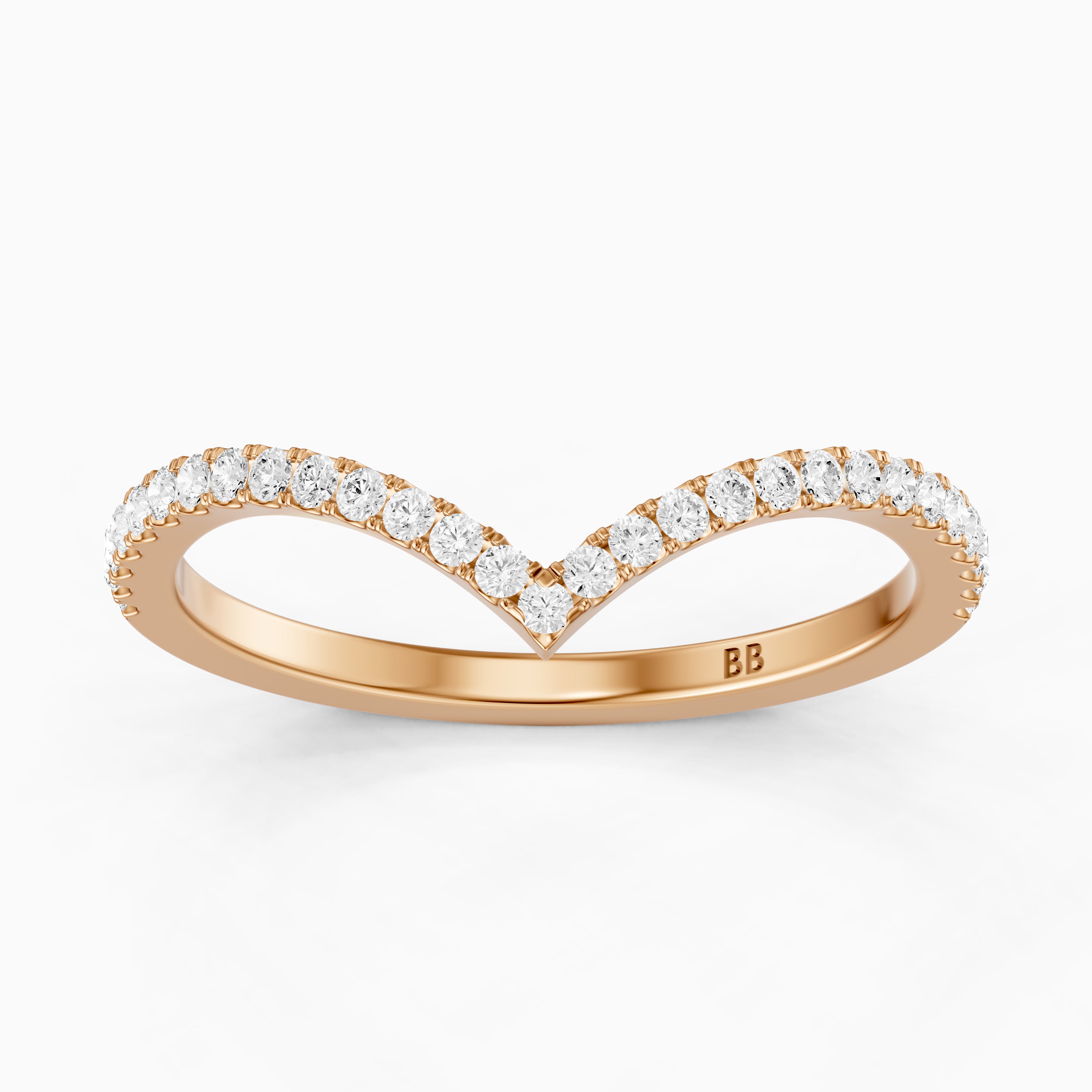 Blair Chevron Style Round Lab Grown Diamond Stackable Band