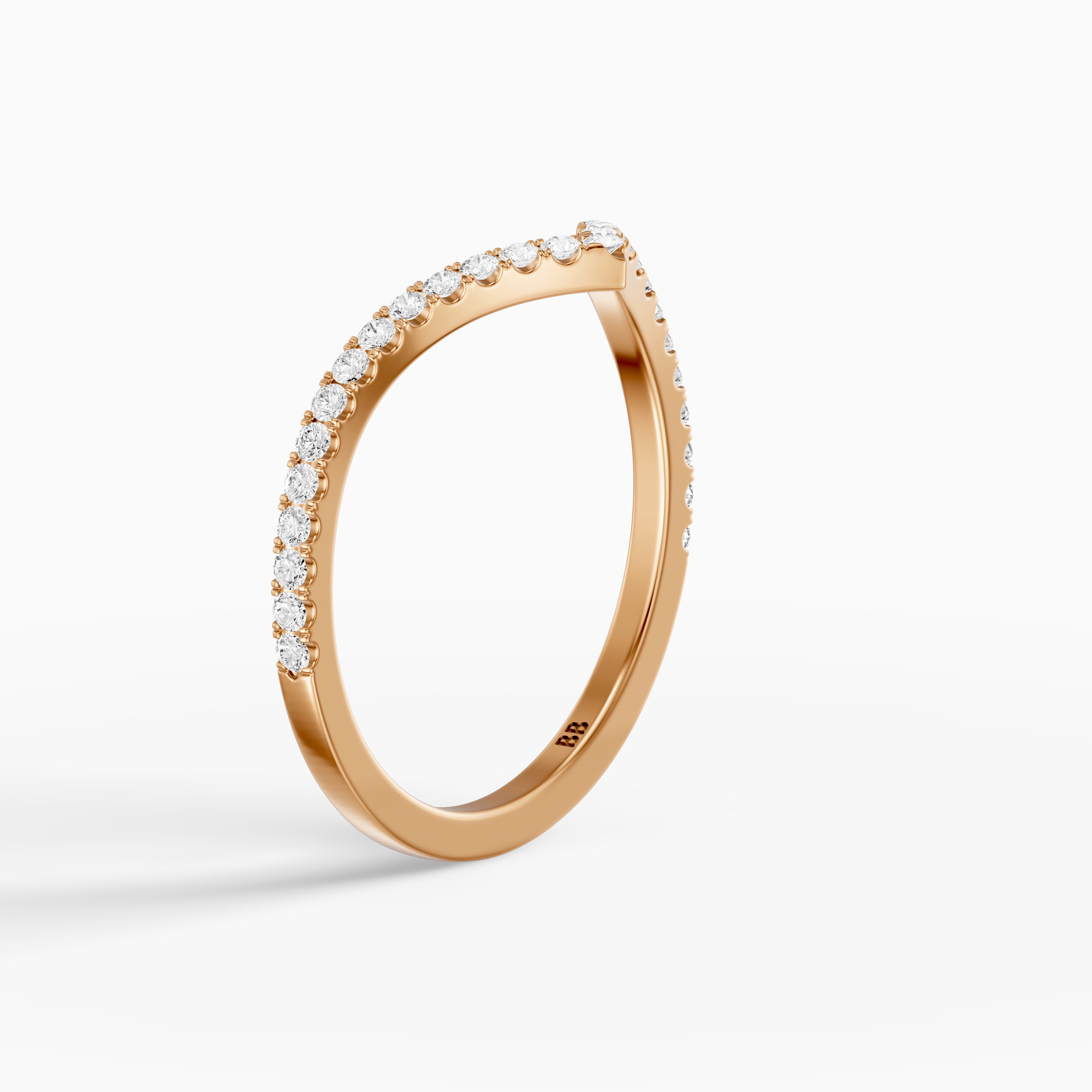Blair Chevron Style Round Lab Grown Diamond Stackable Band