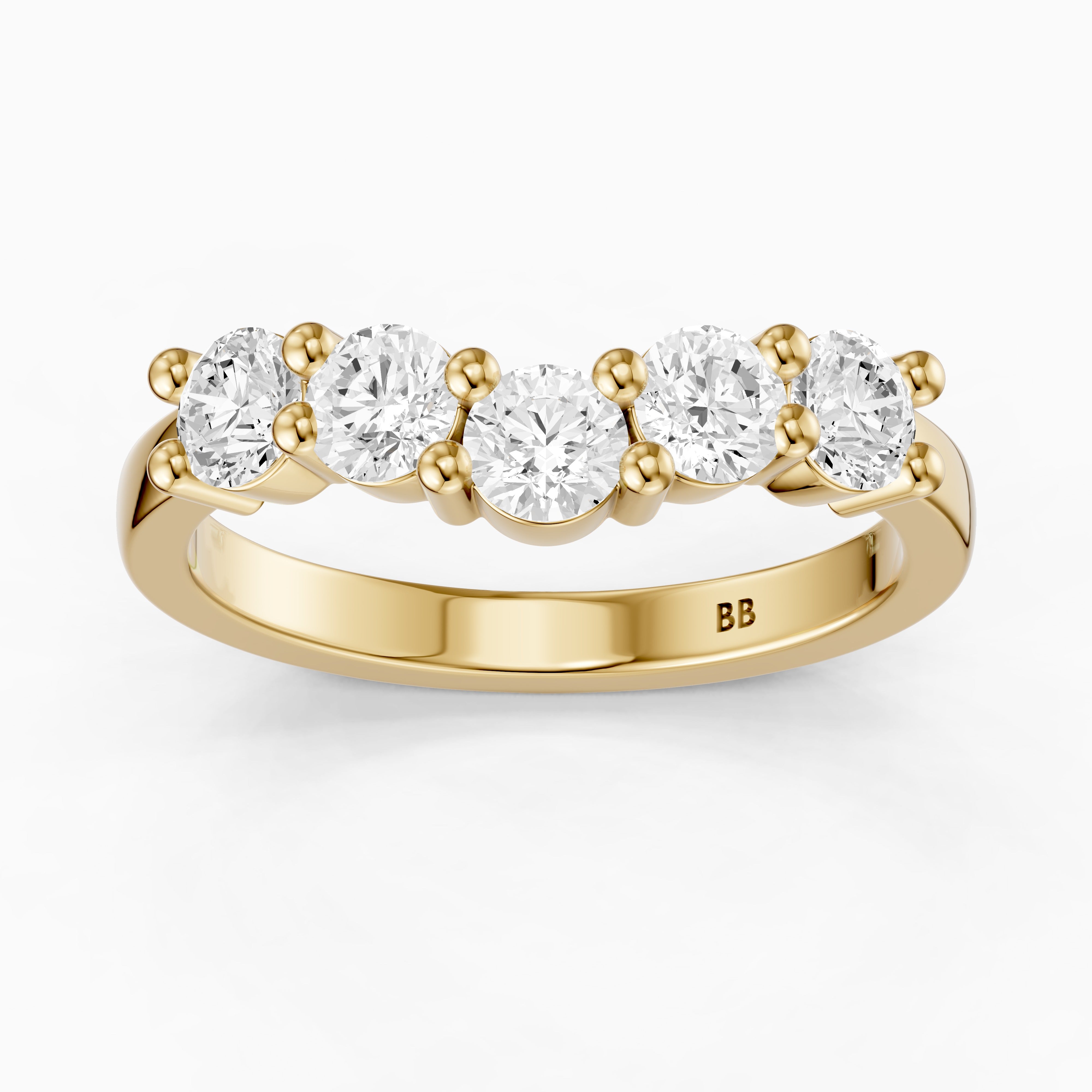 Nina Bold Setting Round Lab Diamond Curved Anniversary Band