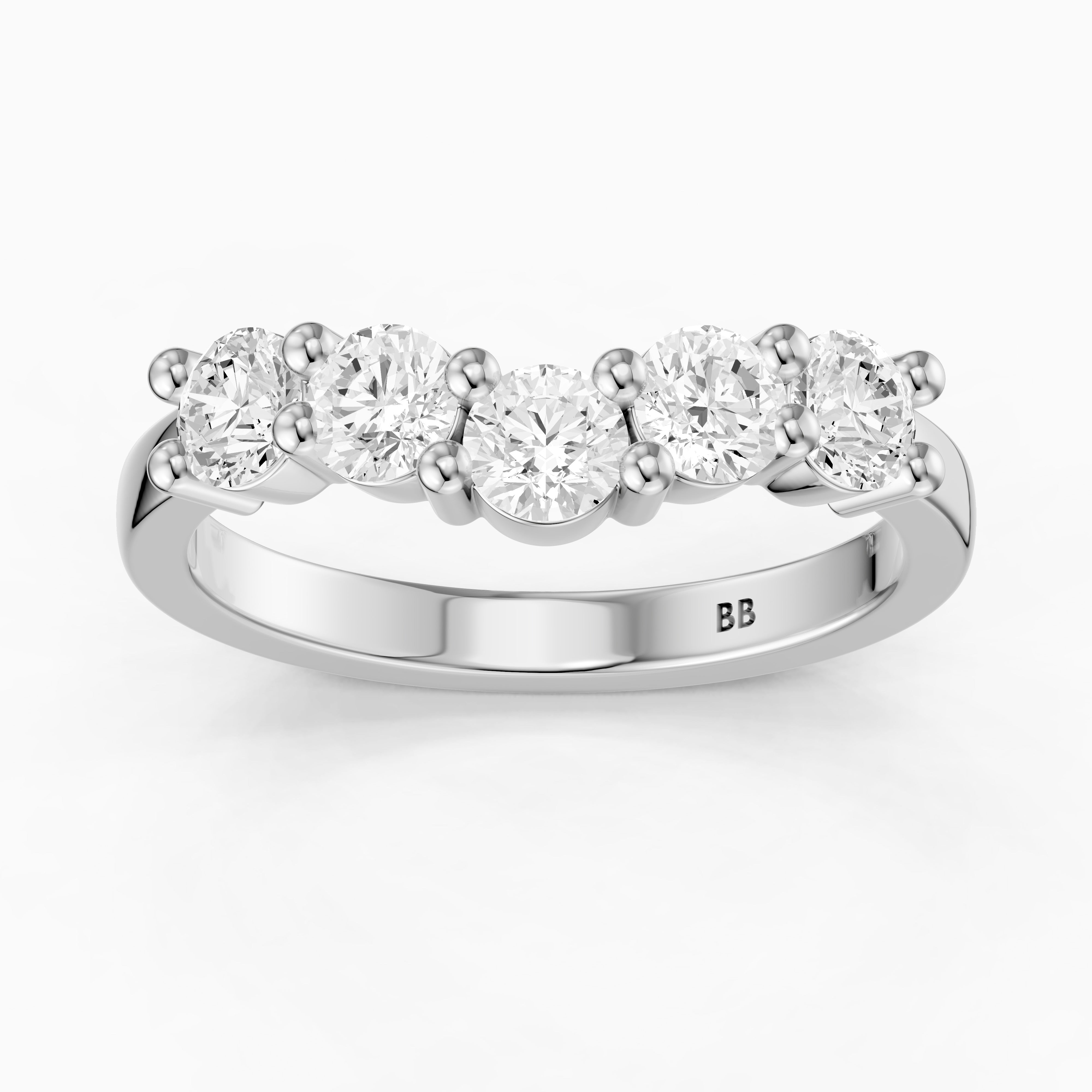 Nina Bold Setting Round Lab Diamond Curved Anniversary Band