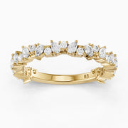 Lena Pear and Round Lab Grown Diamond Three Quarter Wedding Band