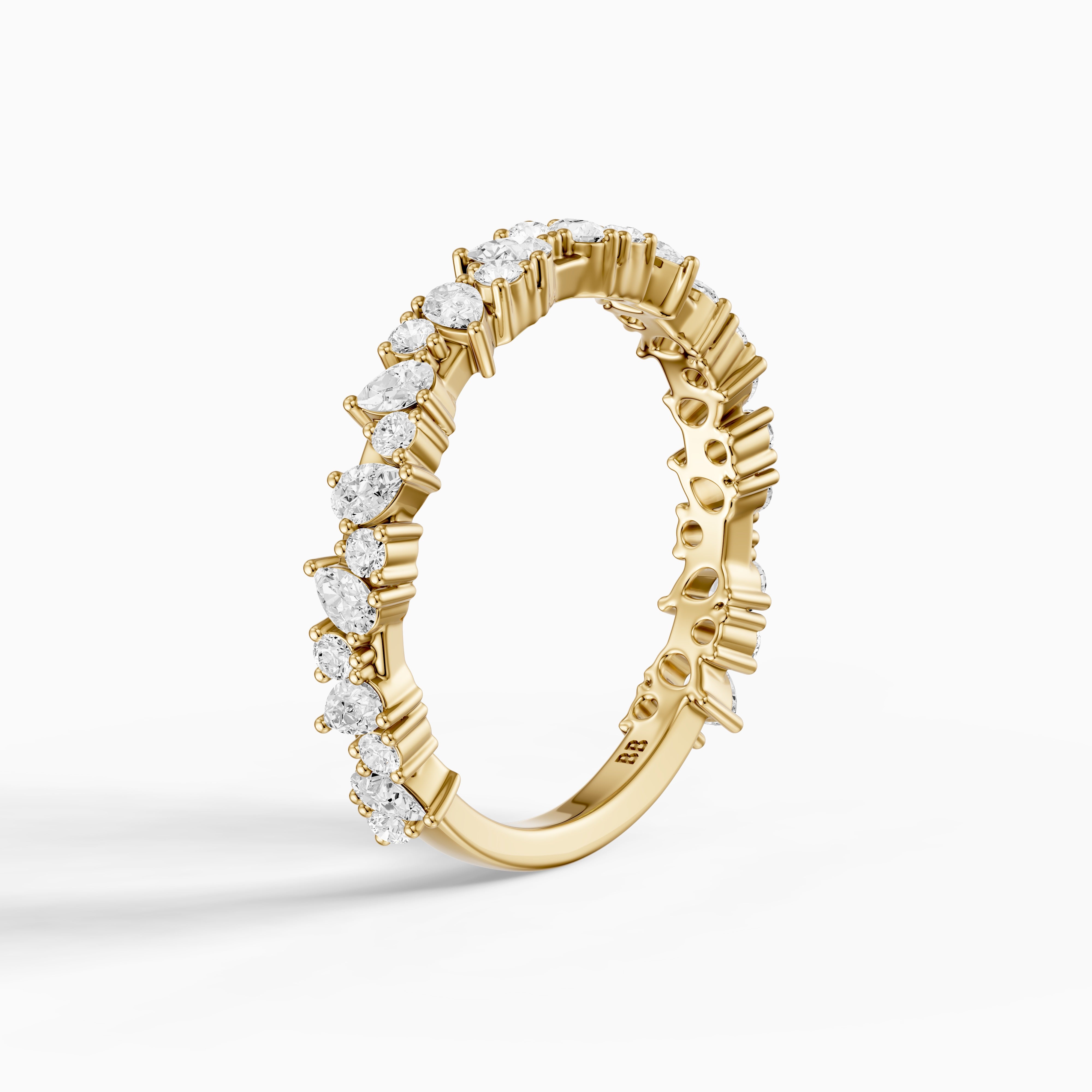 Lena Pear and Round Lab Grown Diamond Three Quarter Wedding Band