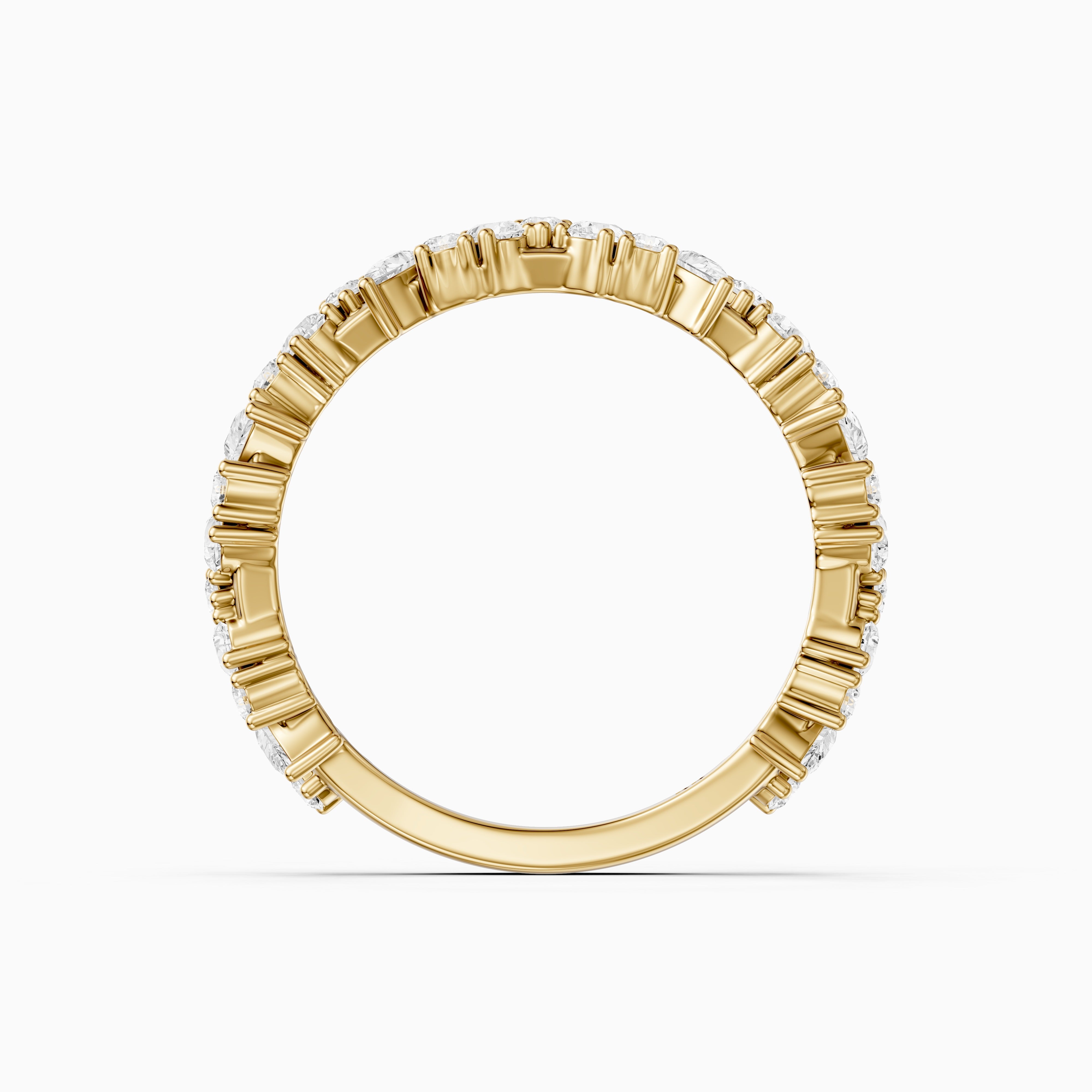 Lena Pear and Round Lab Grown Diamond Three Quarter Wedding Band