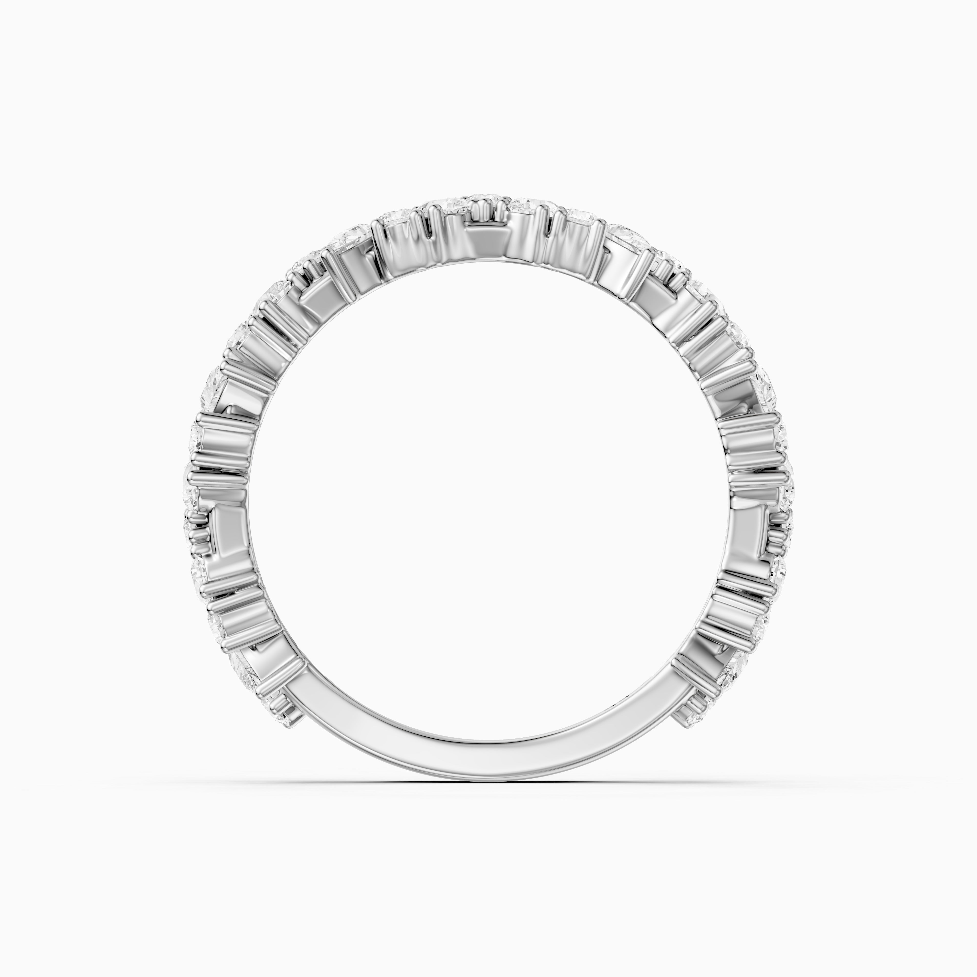Lena Pear and Round Lab Grown Diamond Three Quarter Wedding Band