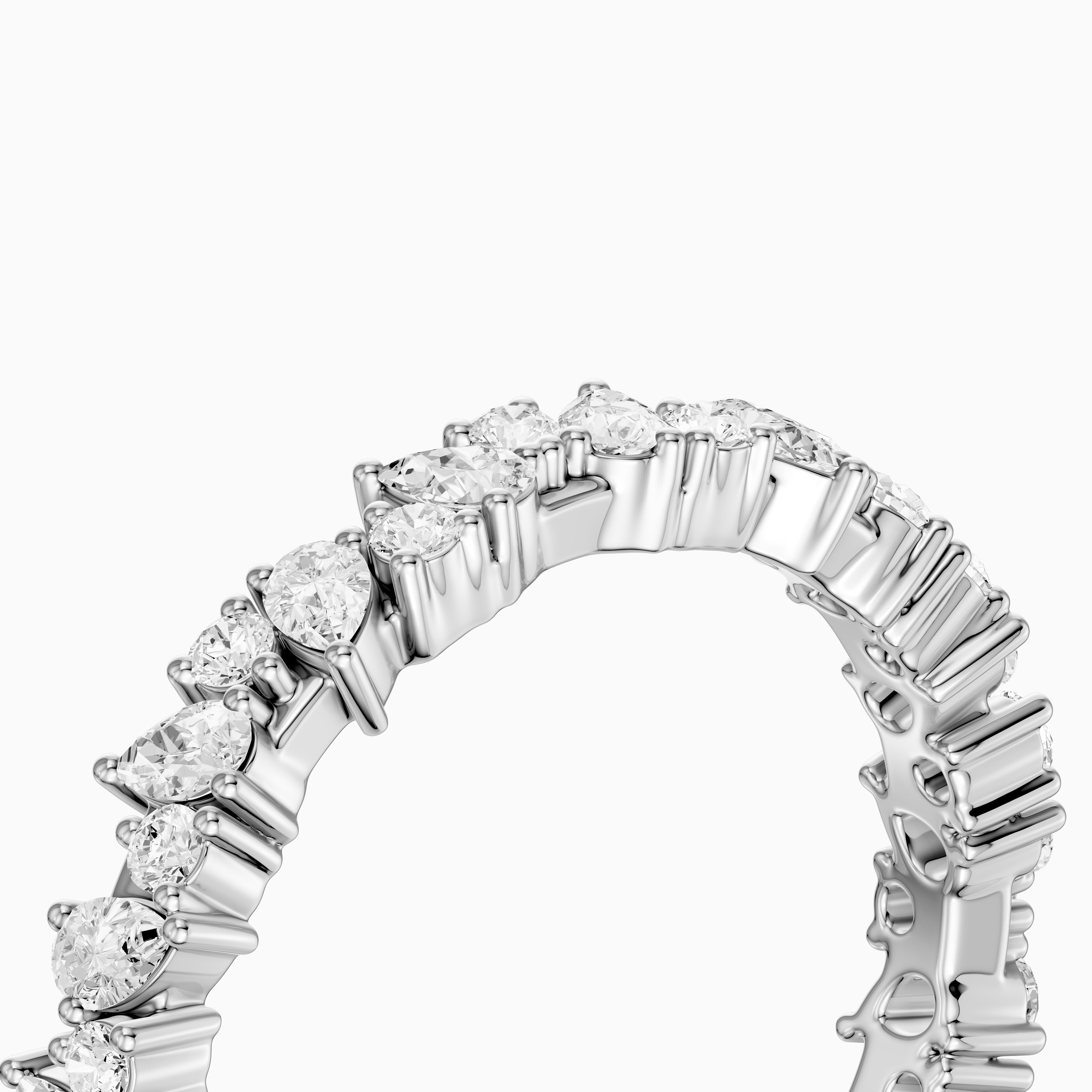 Lena Pear and Round Lab Grown Diamond Three Quarter Wedding Band