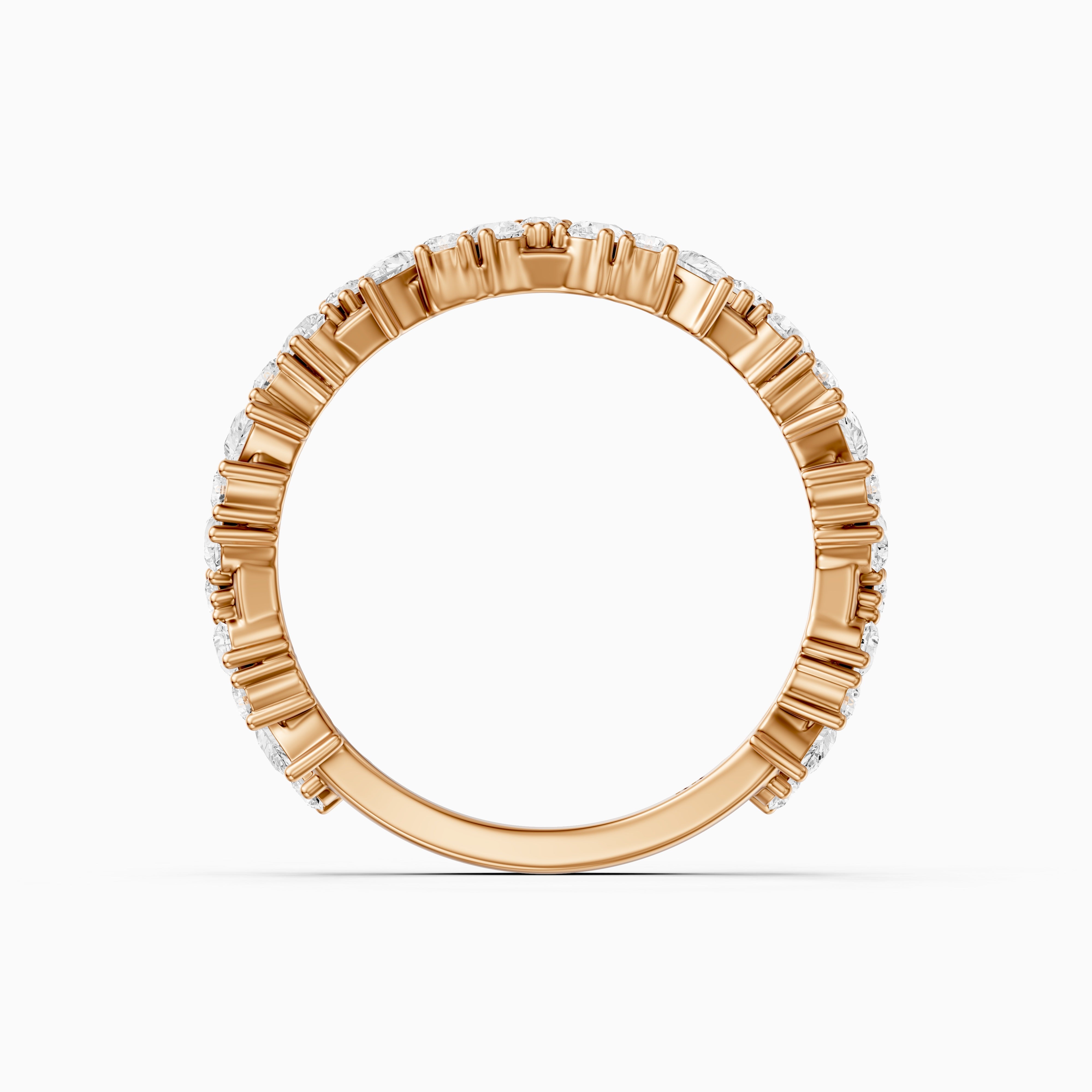 Lena Pear and Round Lab Grown Diamond Three Quarter Wedding Band