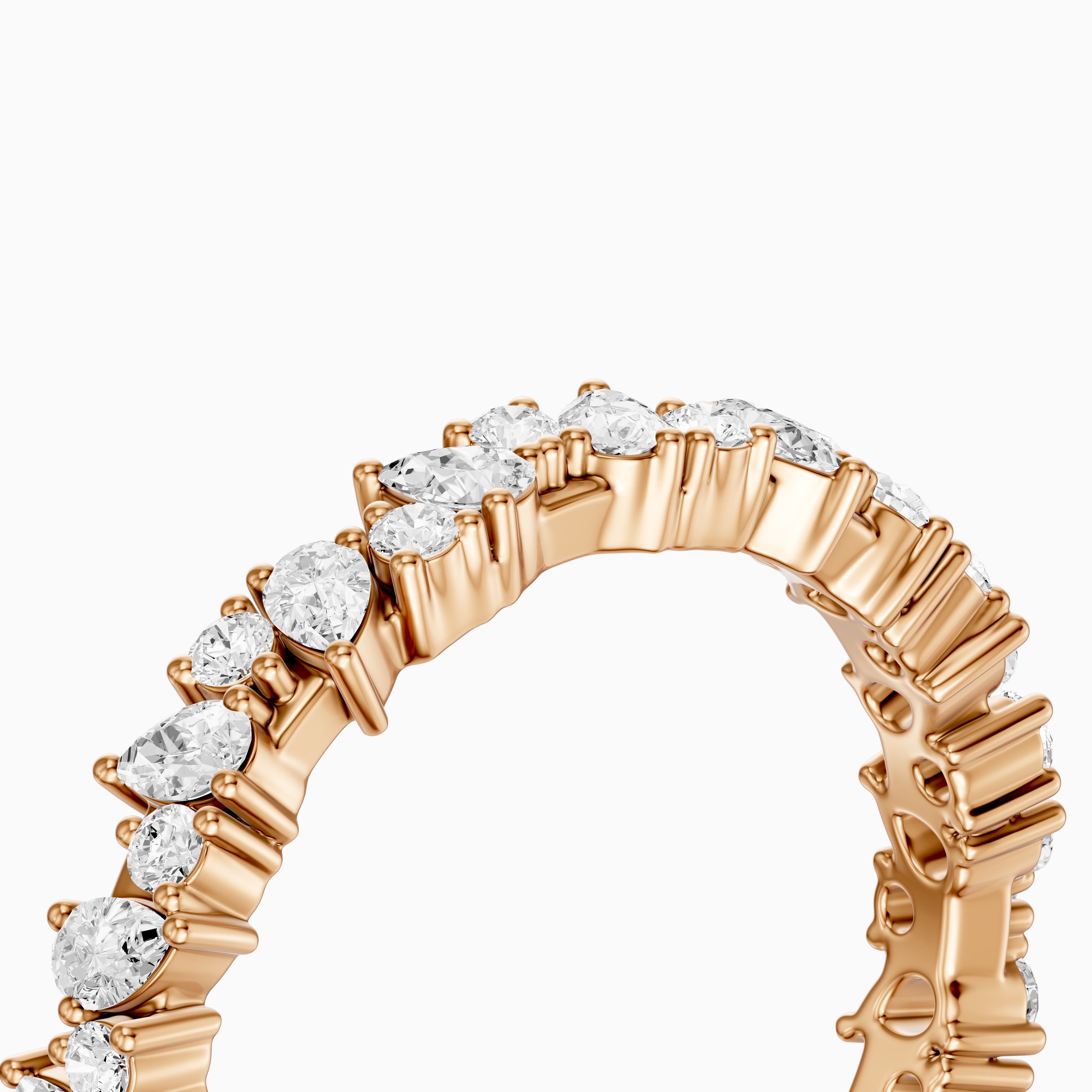 Lena Pear and Round Lab Grown Diamond Three Quarter Wedding Band