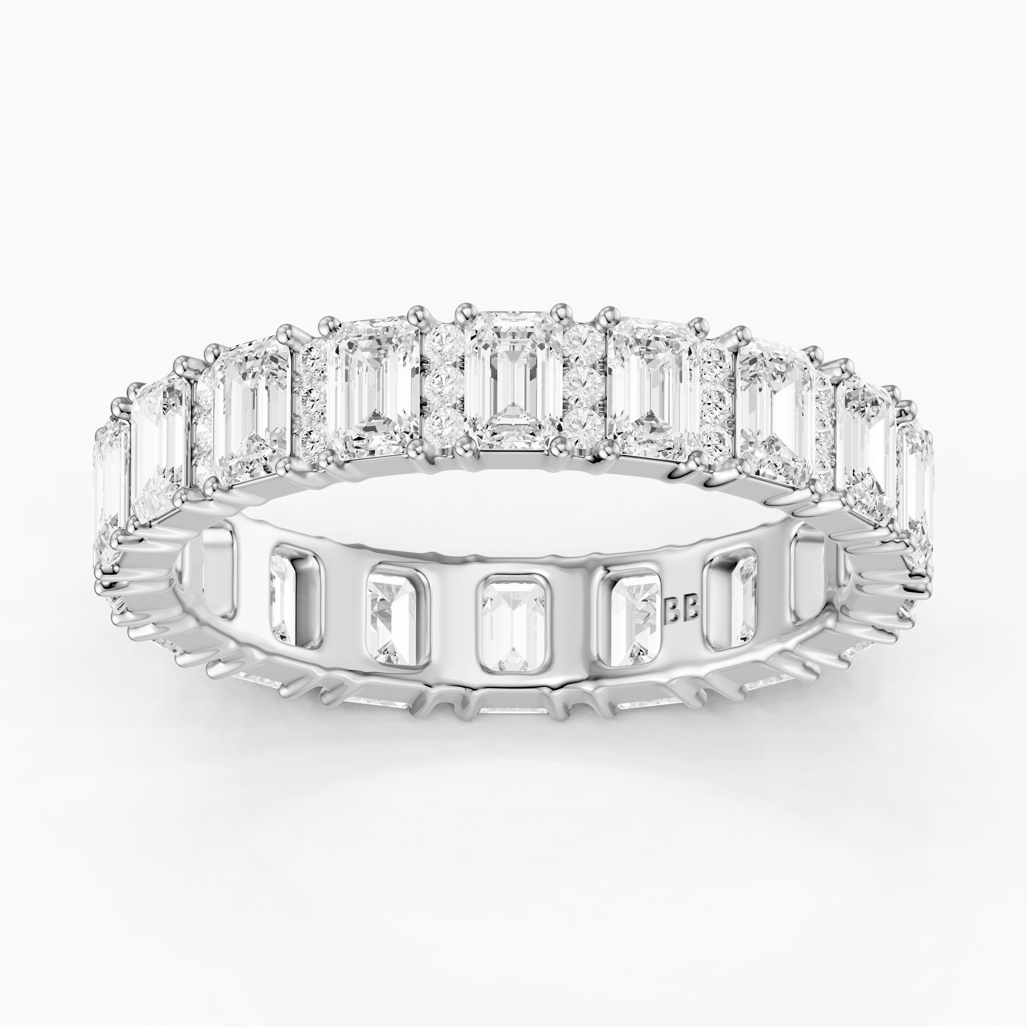 Esme Emerald Cut Lab Grown Diamond Halo Full Eternity Band Ring