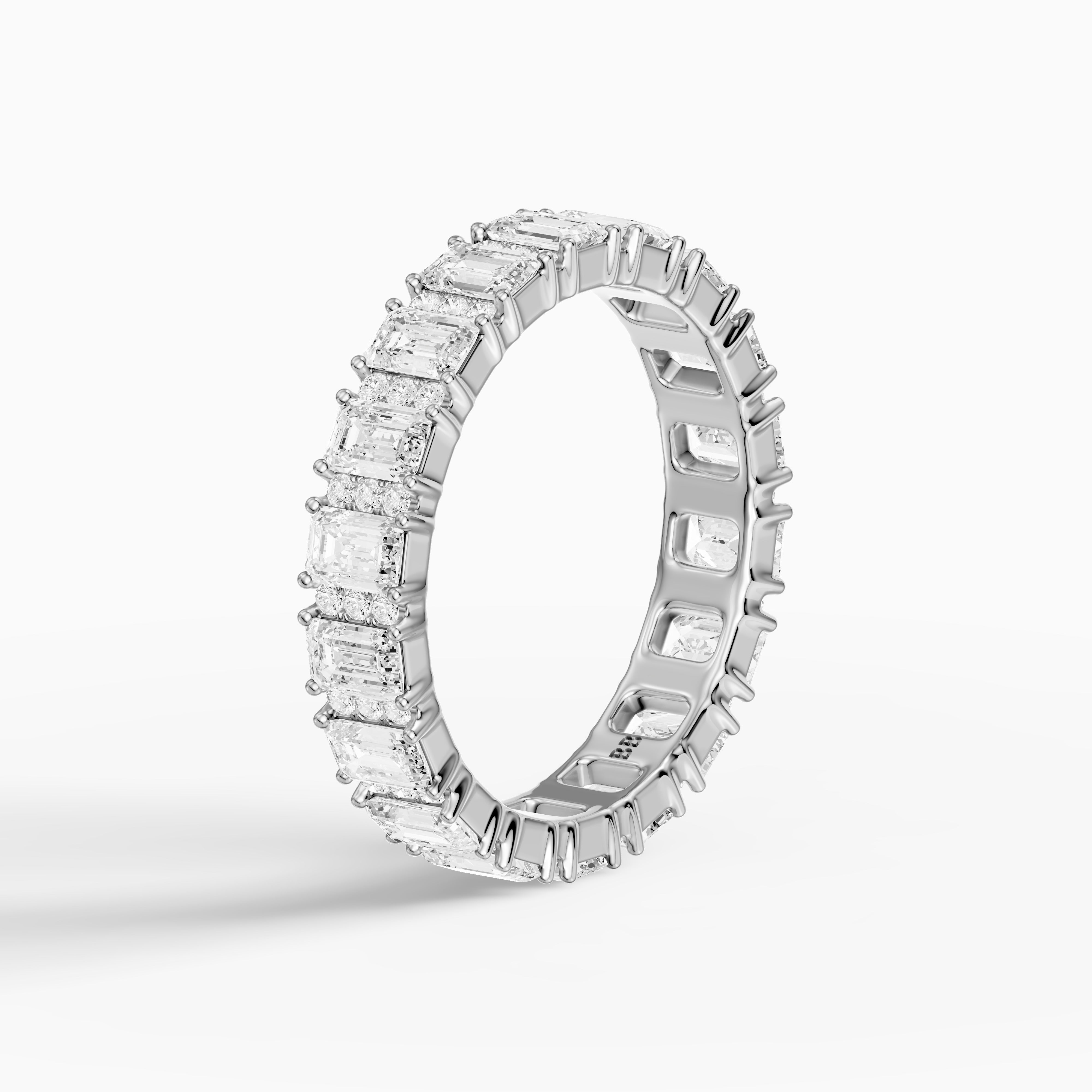 Esme Emerald Cut Lab Grown Diamond Halo Full Eternity Band Ring