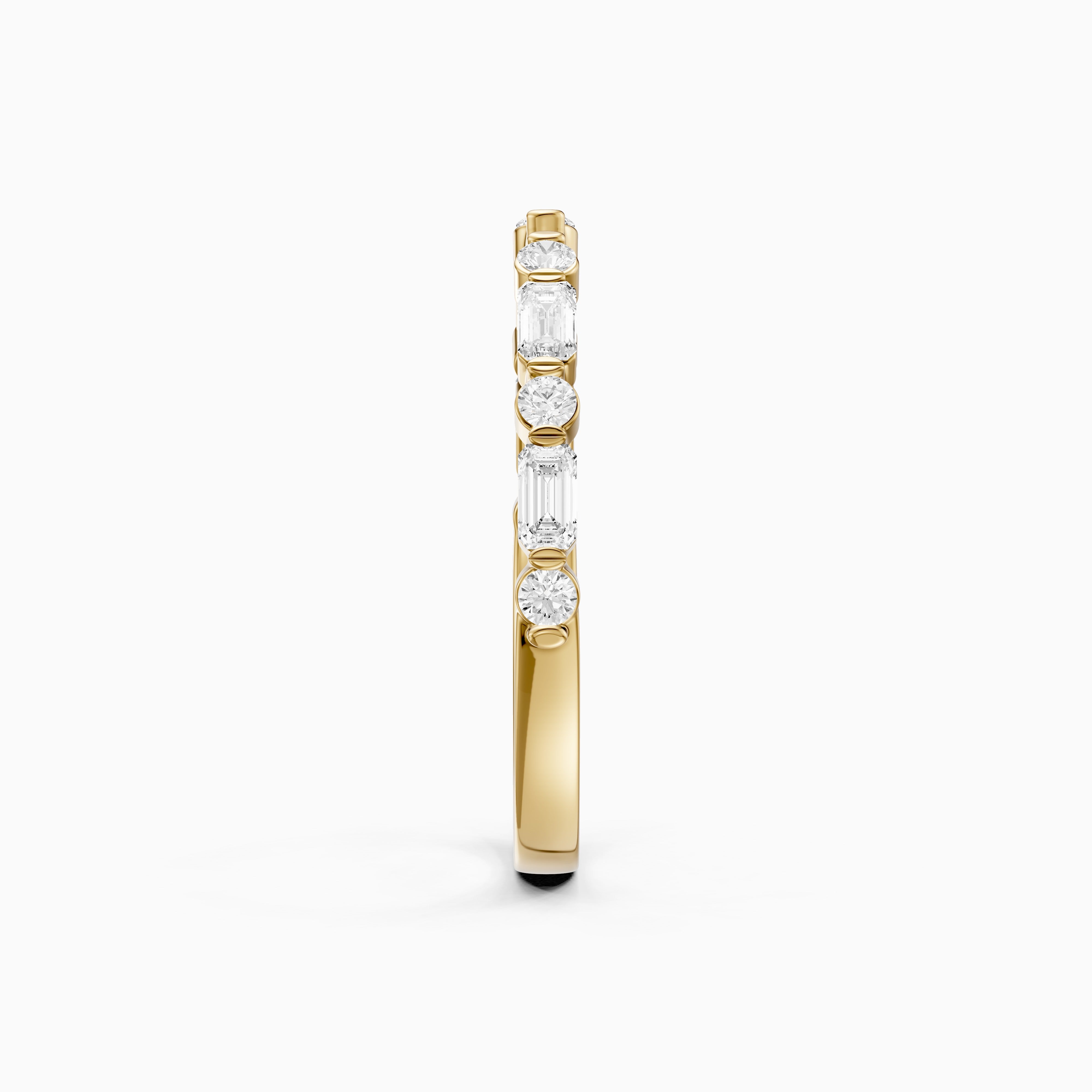 Thea Alternating Round And Emerald Cut Lab Grown Diamond Open Wedding Band