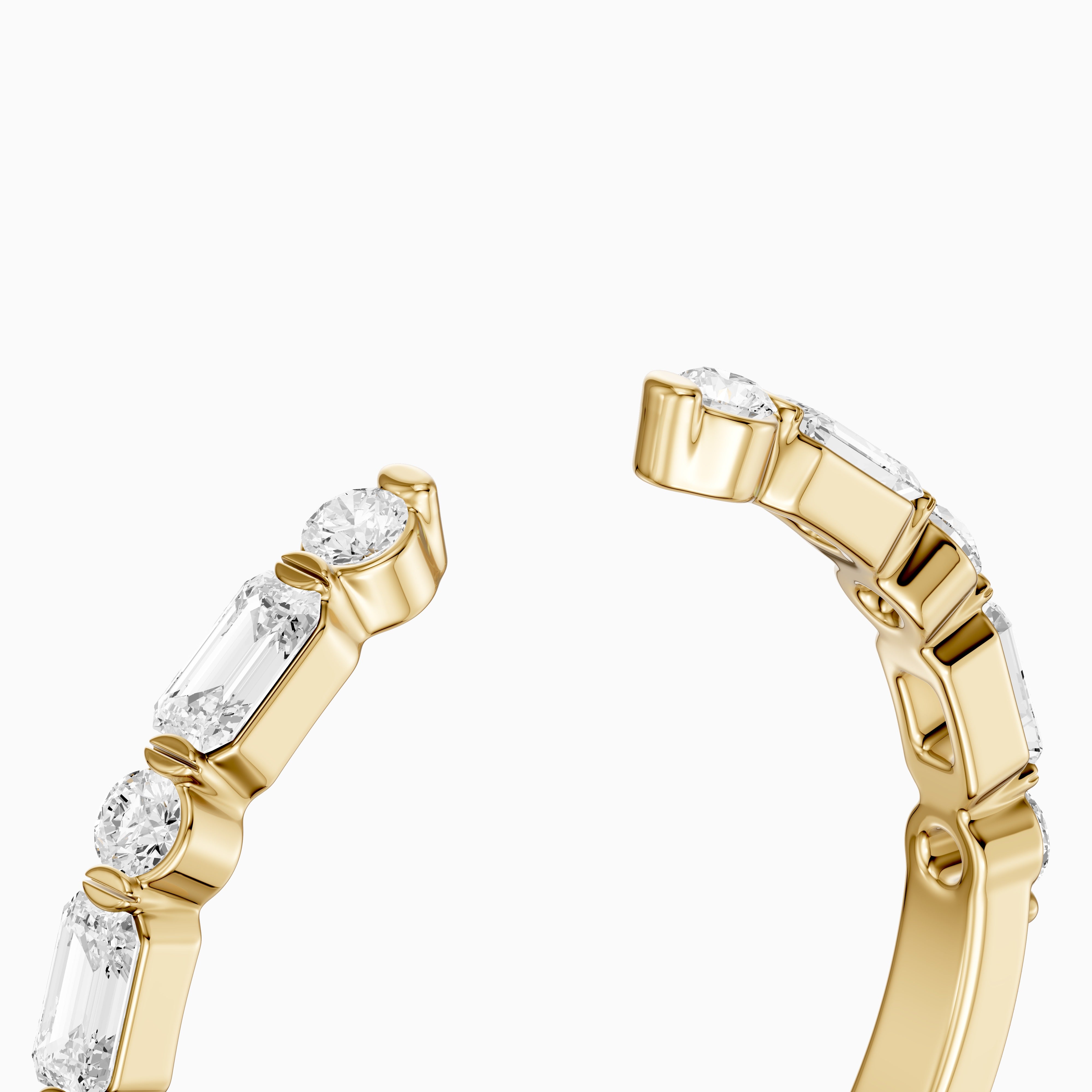 Thea Alternating Round And Emerald Cut Lab Grown Diamond Open Wedding Band