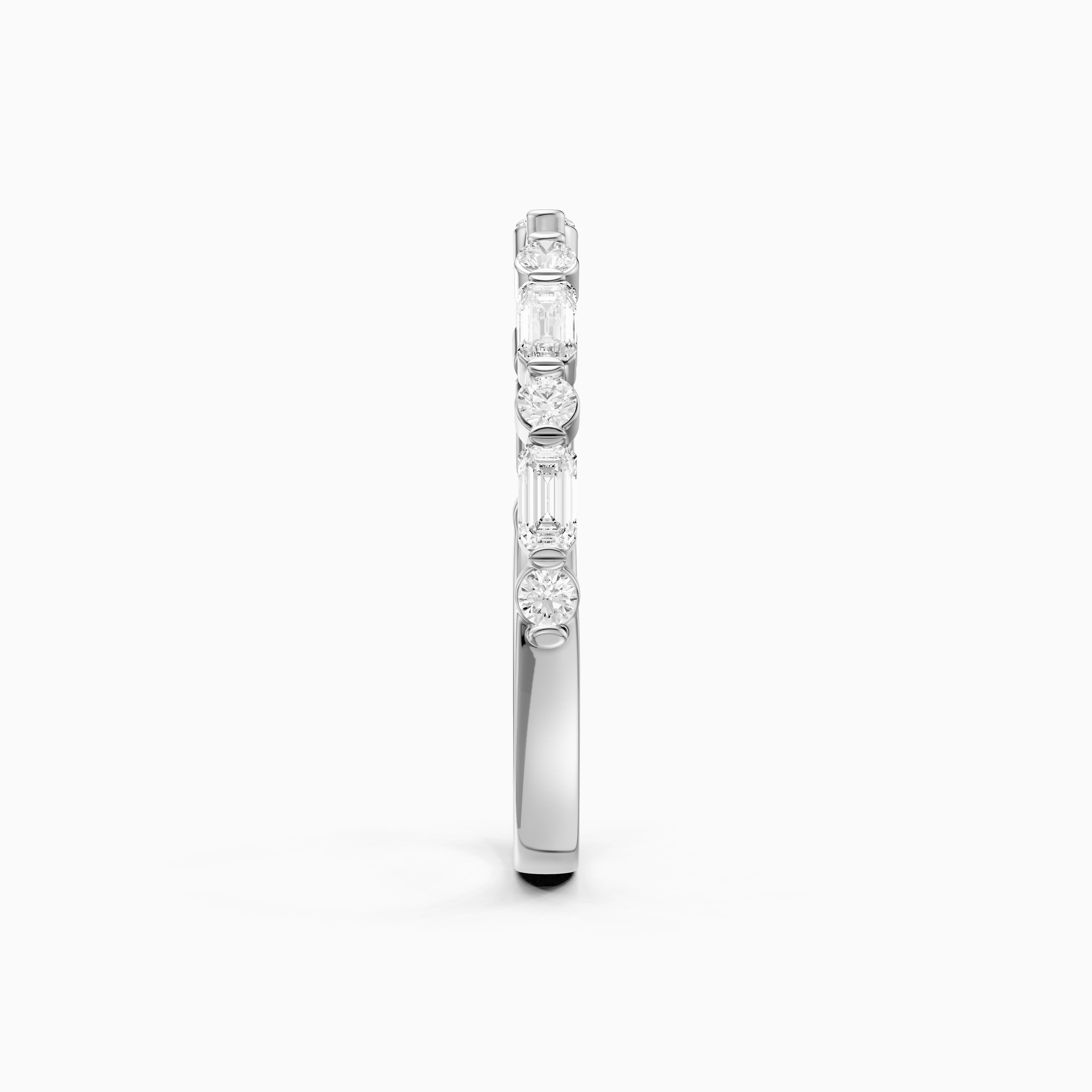 Thea Alternating Round And Emerald Cut Lab Grown Diamond Open Wedding Band