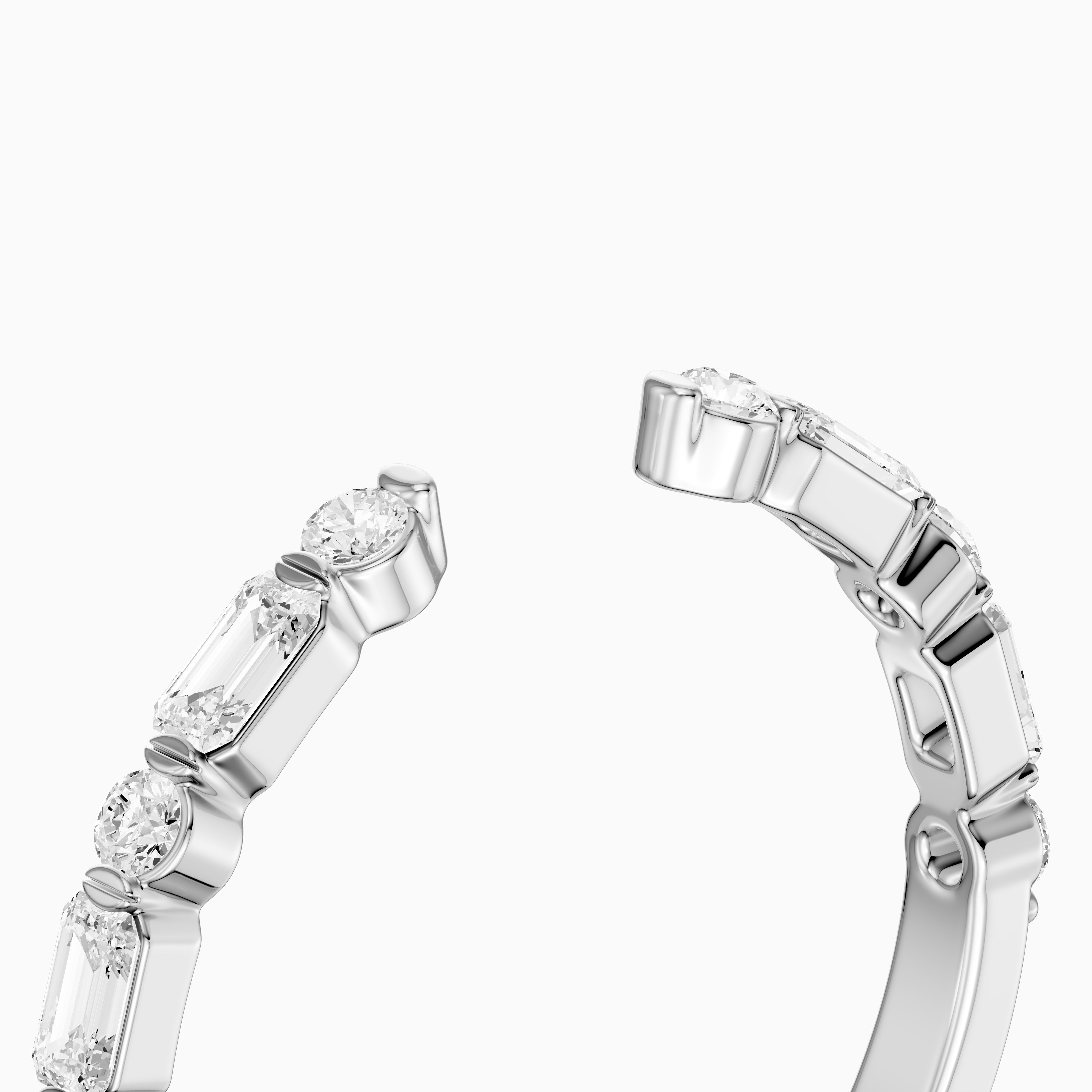 Thea Alternating Round And Emerald Cut Lab Grown Diamond Open Wedding Band