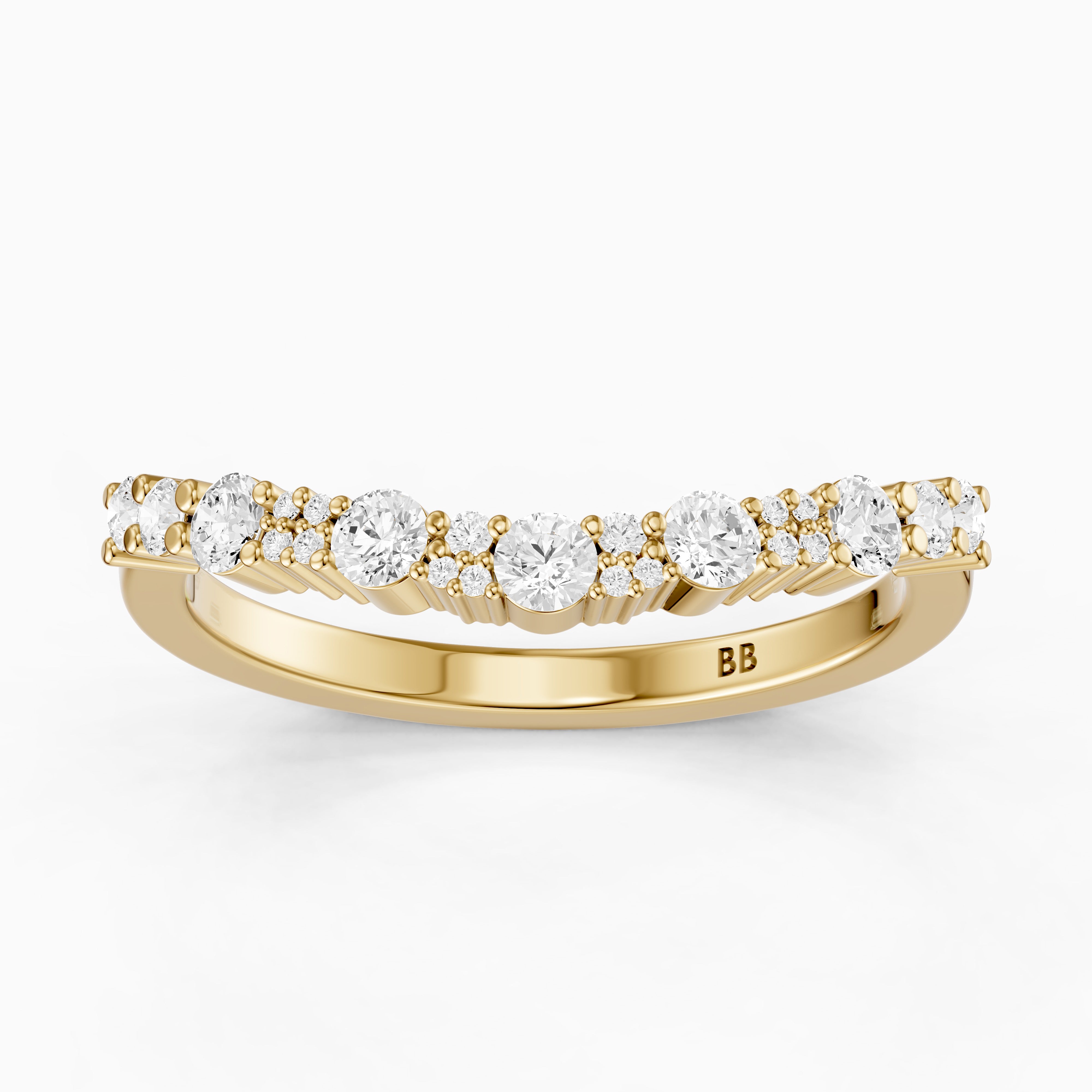 Cleo Cluster Style Round Shape Lab Grown Diamond Curved Band