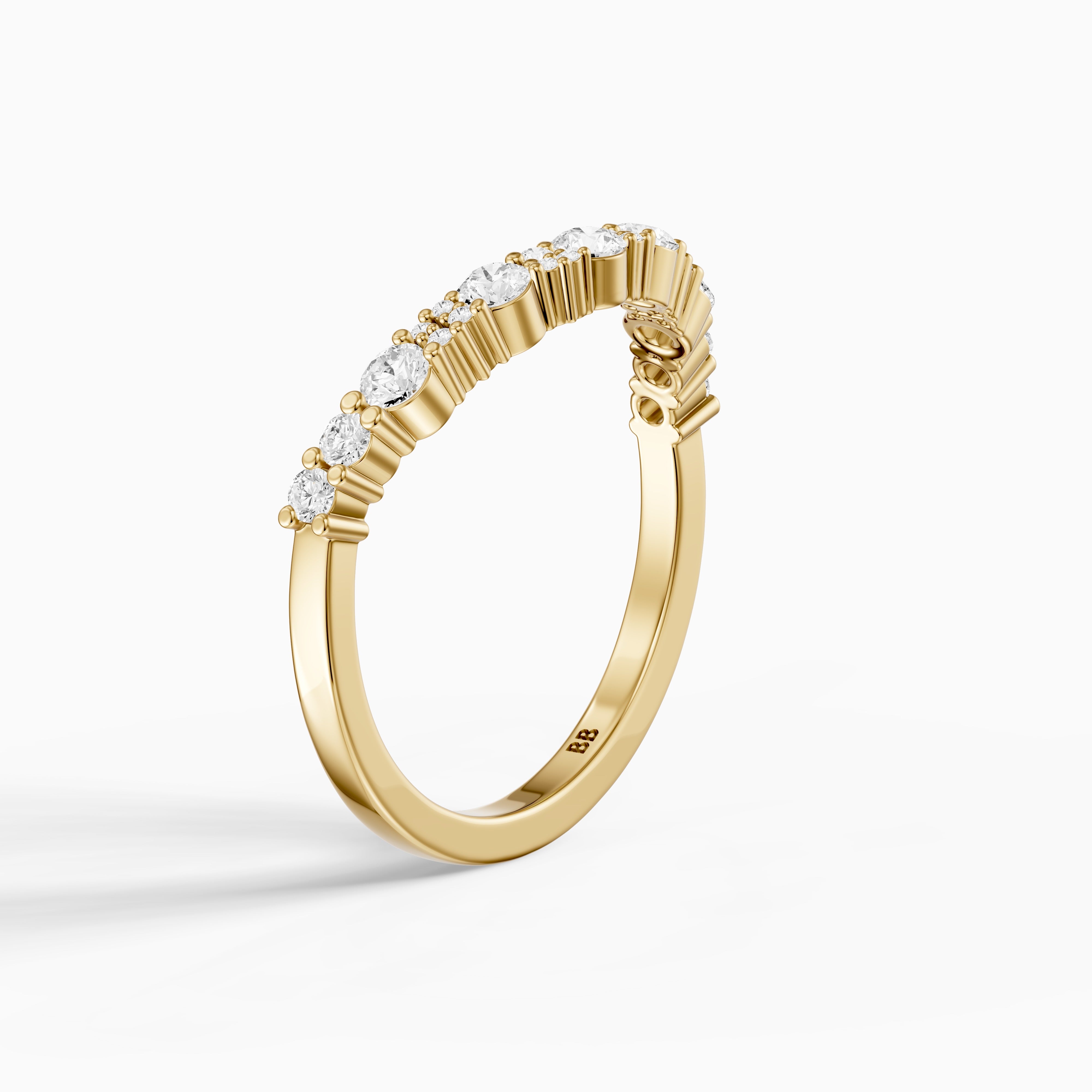 Cleo Cluster Style Round Shape Lab Grown Diamond Curved Band