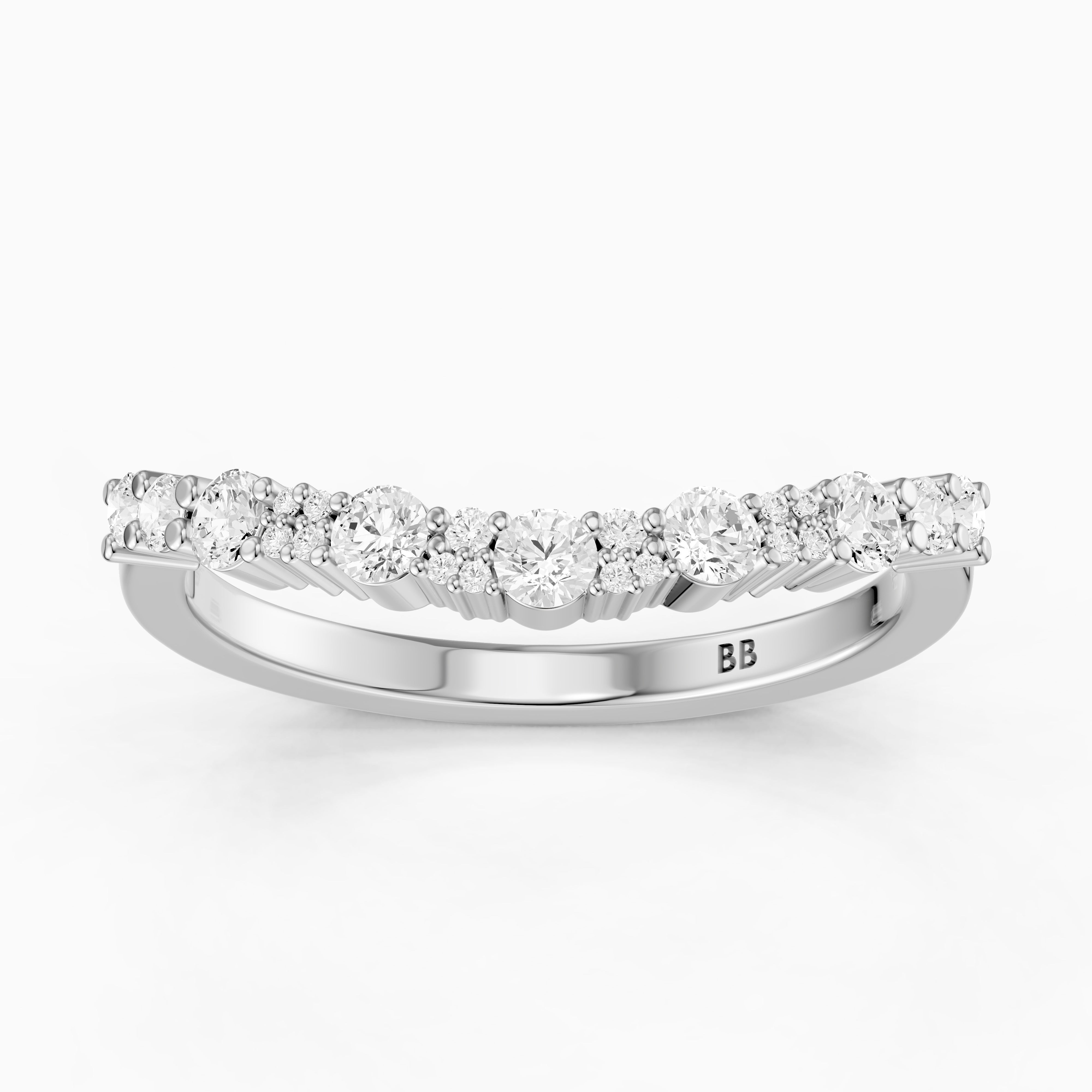 Cleo Cluster Style Round Shape Lab Grown Diamond Curved Band
