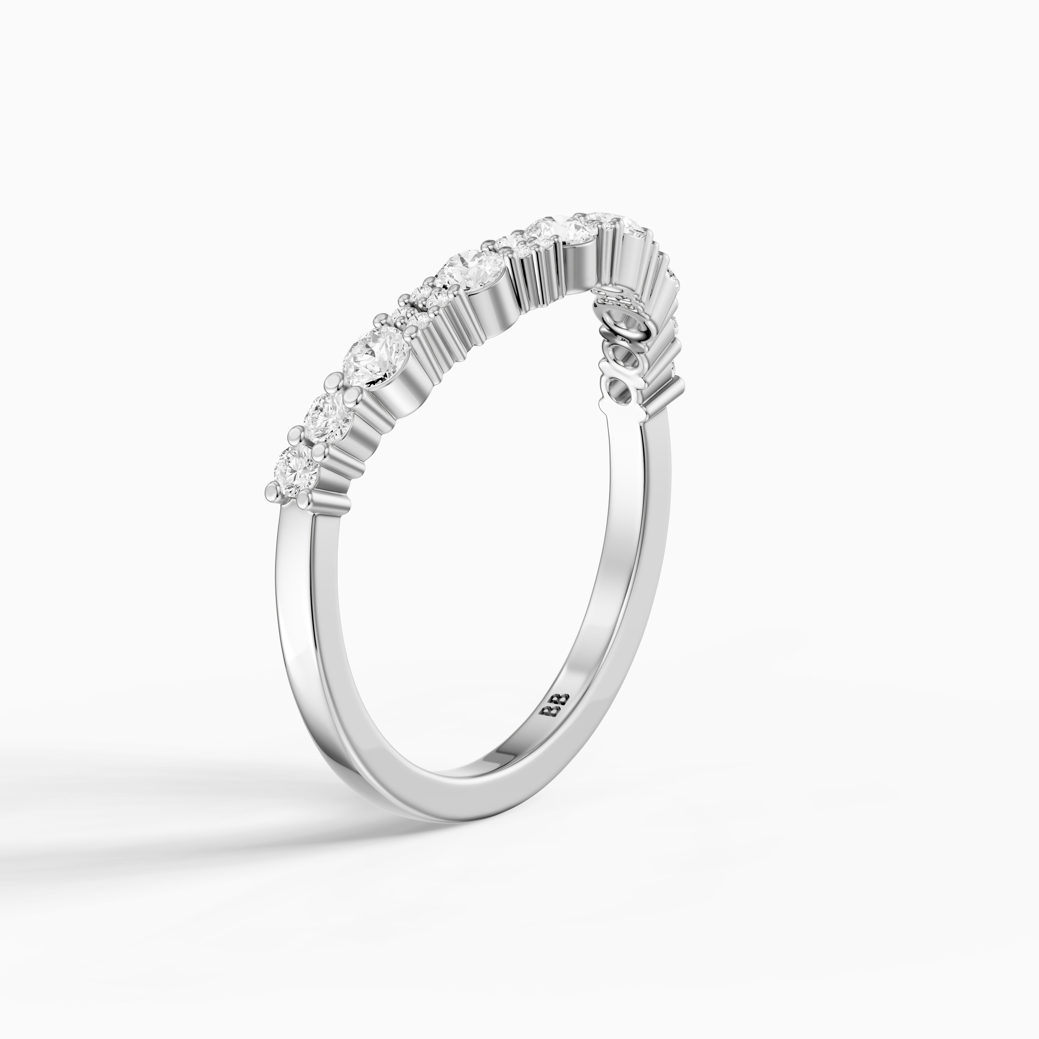 Cleo Cluster Style Round Shape Lab Grown Diamond Curved Band