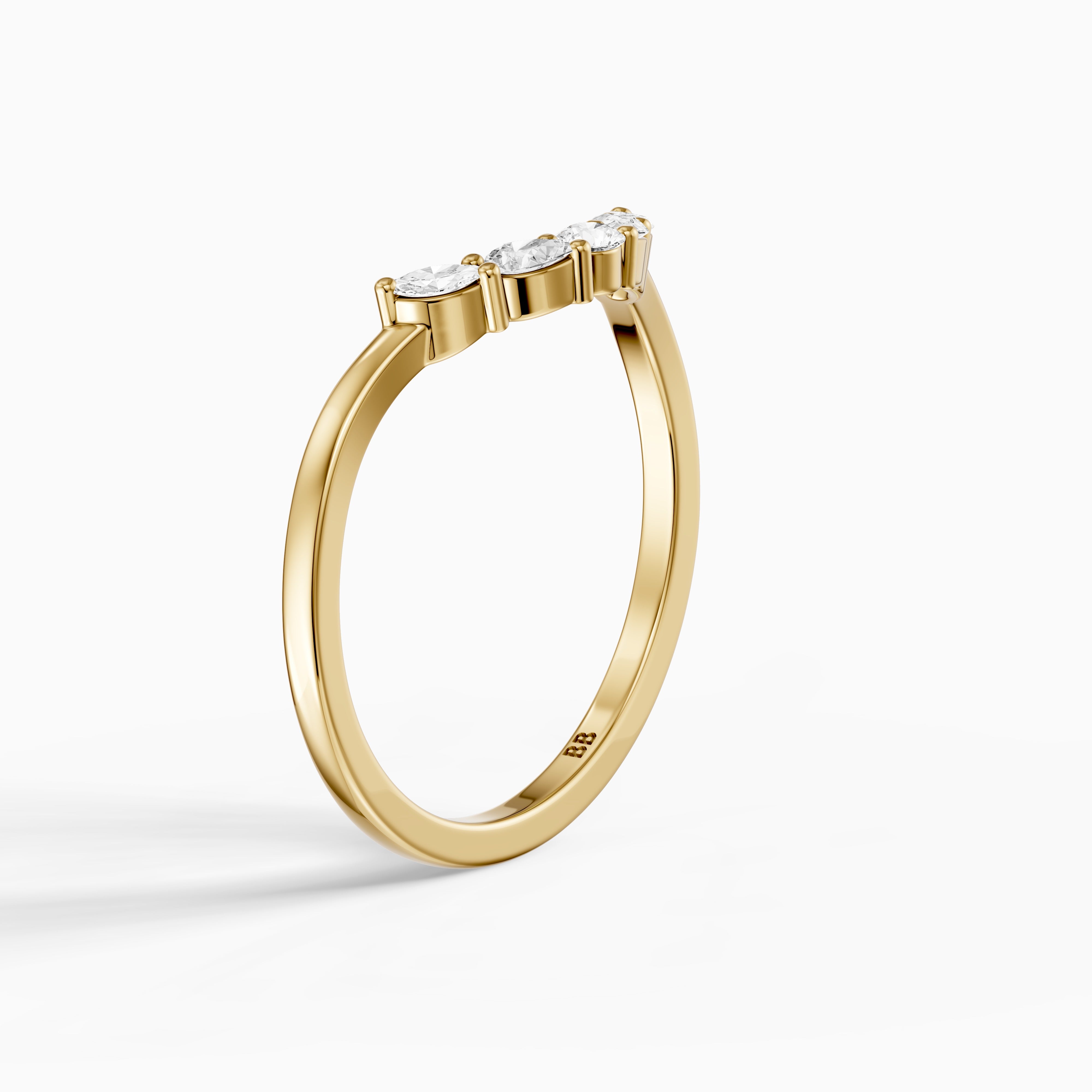 Gia Marquise, Pear and Round Lab Grown Diamond Curved Wedding Band