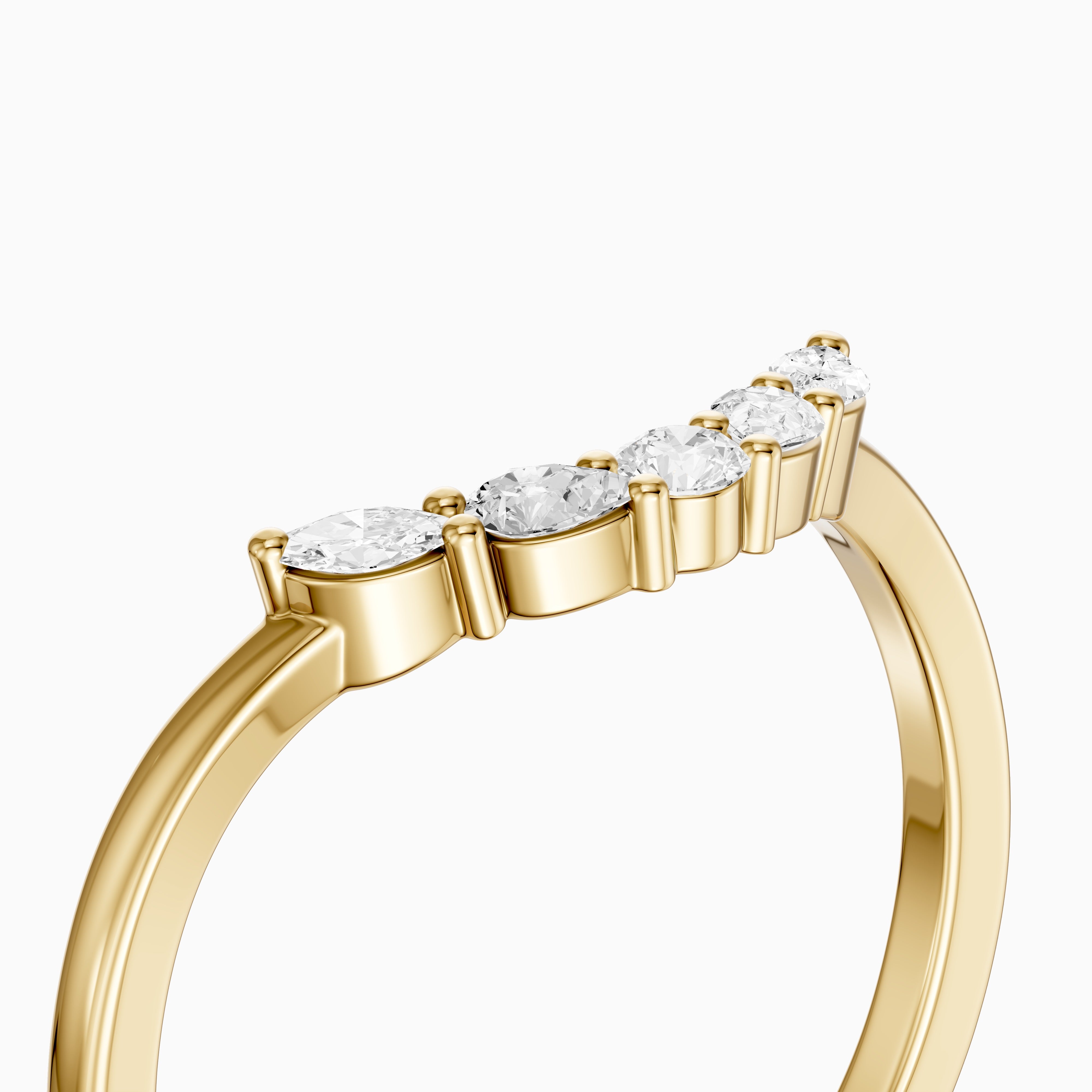 Gia Marquise, Pear and Round Lab Grown Diamond Curved Wedding Band