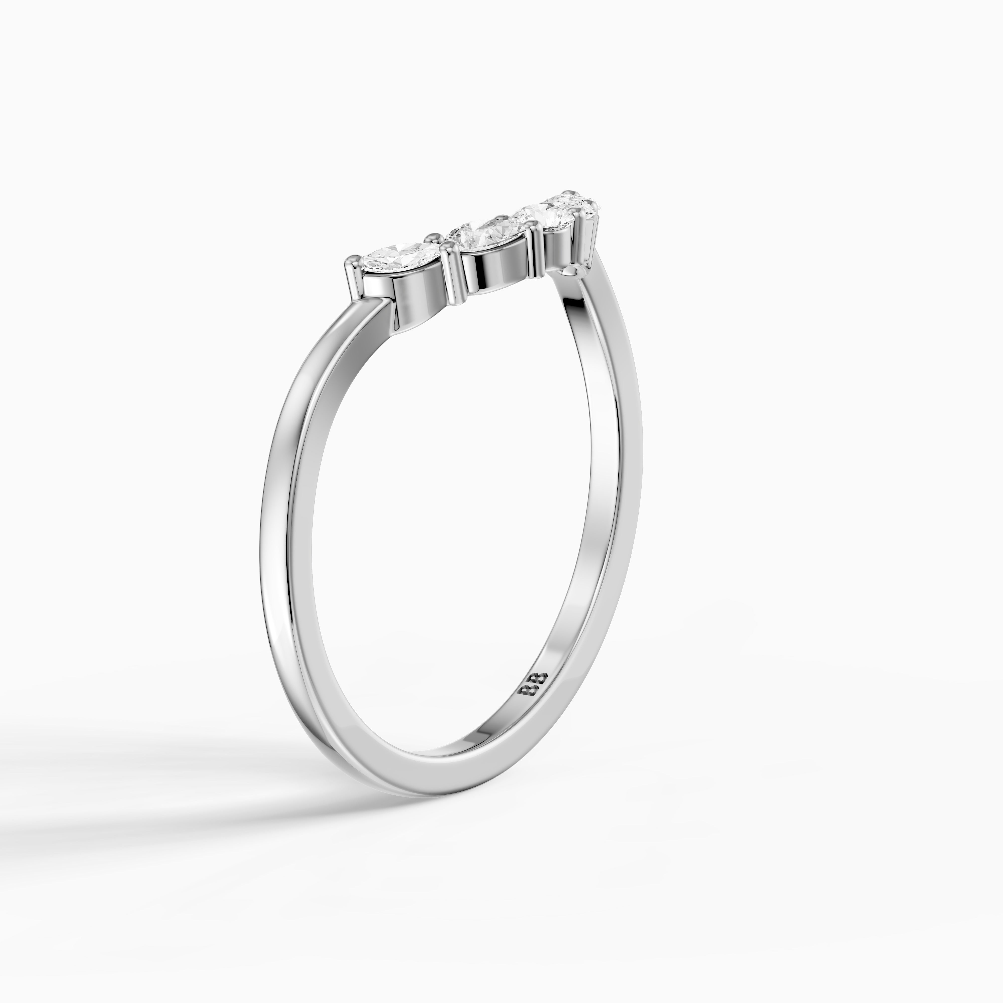 Gia Marquise, Pear and Round Lab Grown Diamond Curved Wedding Band
