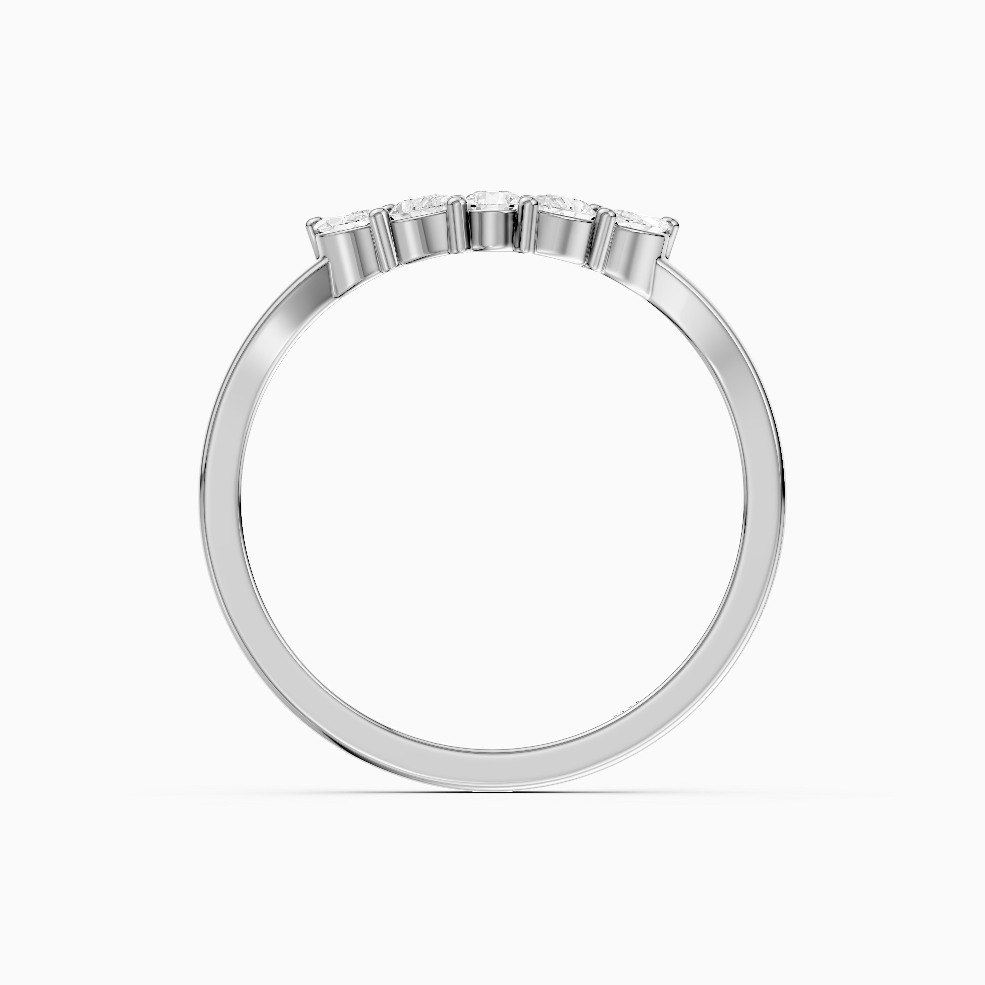 Gia Marquise, Pear and Round Lab Grown Diamond Curved Wedding Band