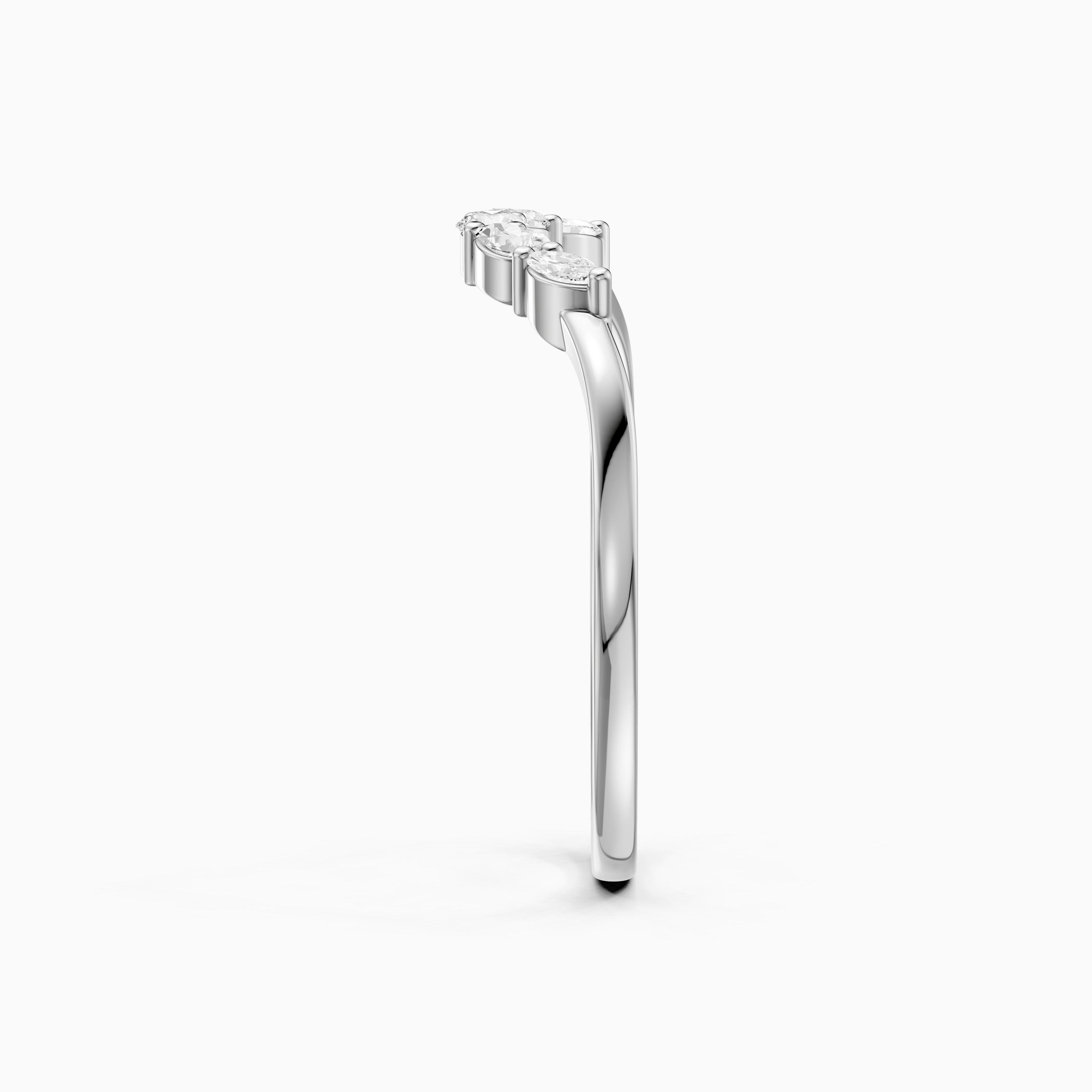 Gia Marquise, Pear and Round Lab Grown Diamond Curved Wedding Band
