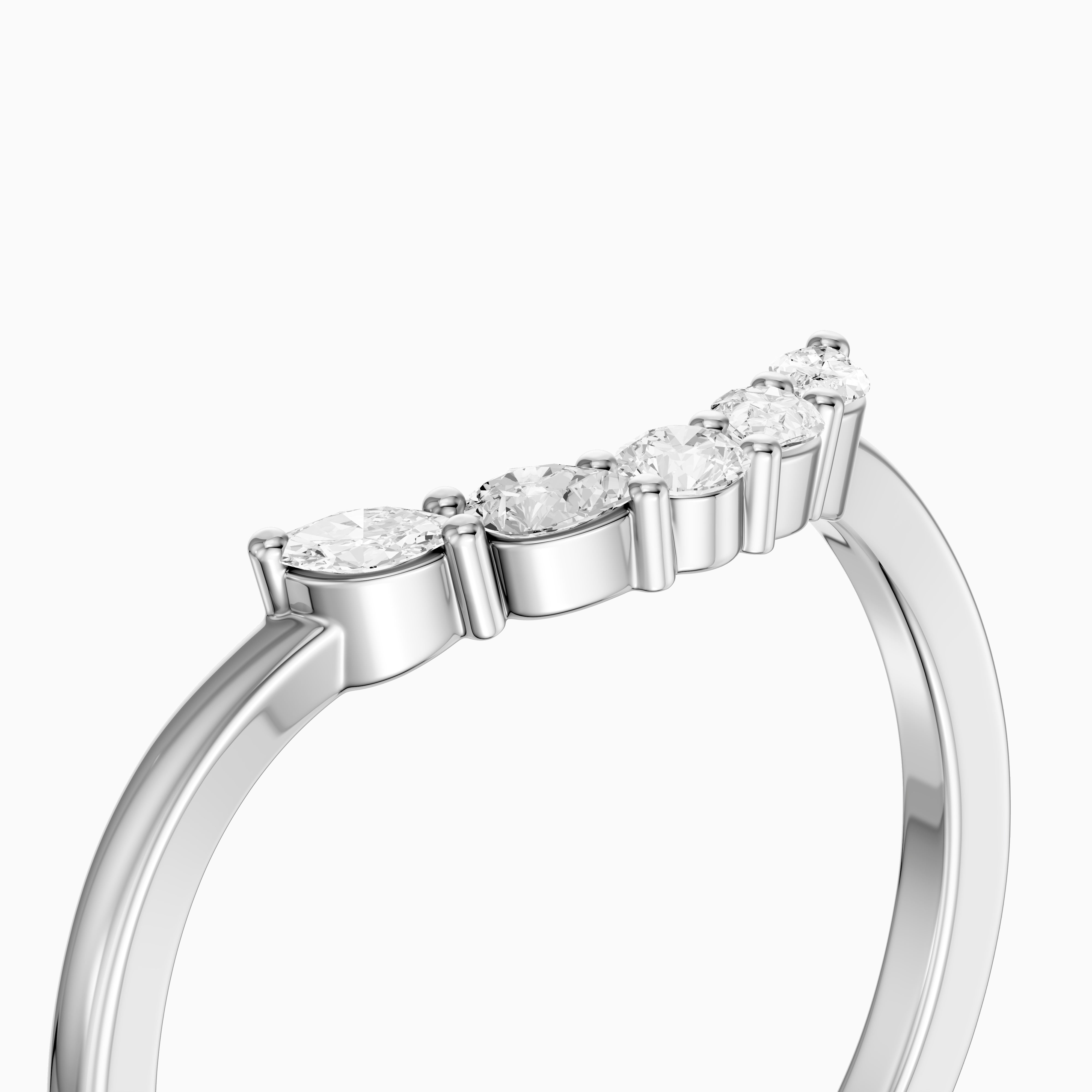 Gia Marquise, Pear and Round Lab Grown Diamond Curved Wedding Band