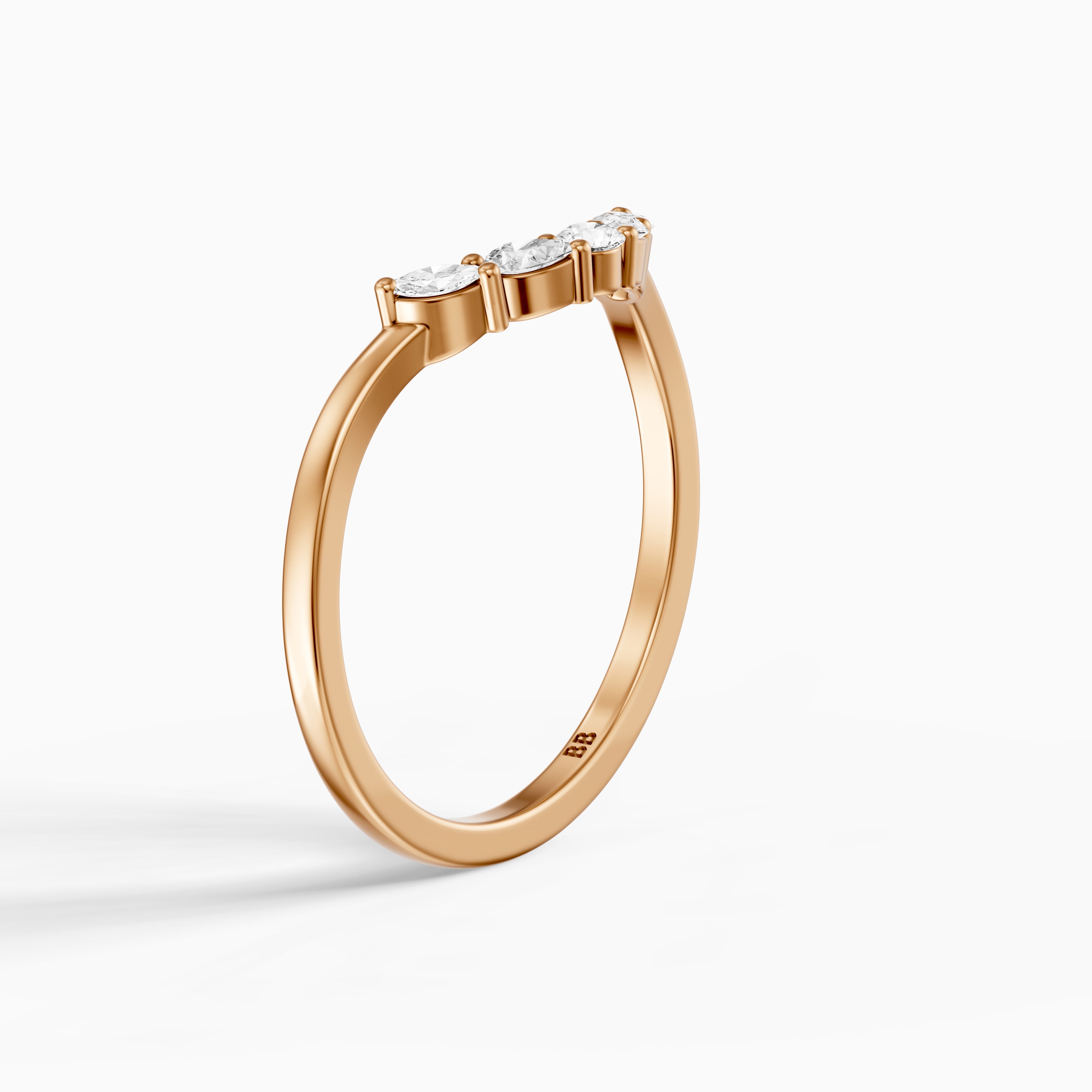 Gia Marquise, Pear and Round Lab Grown Diamond Curved Wedding Band
