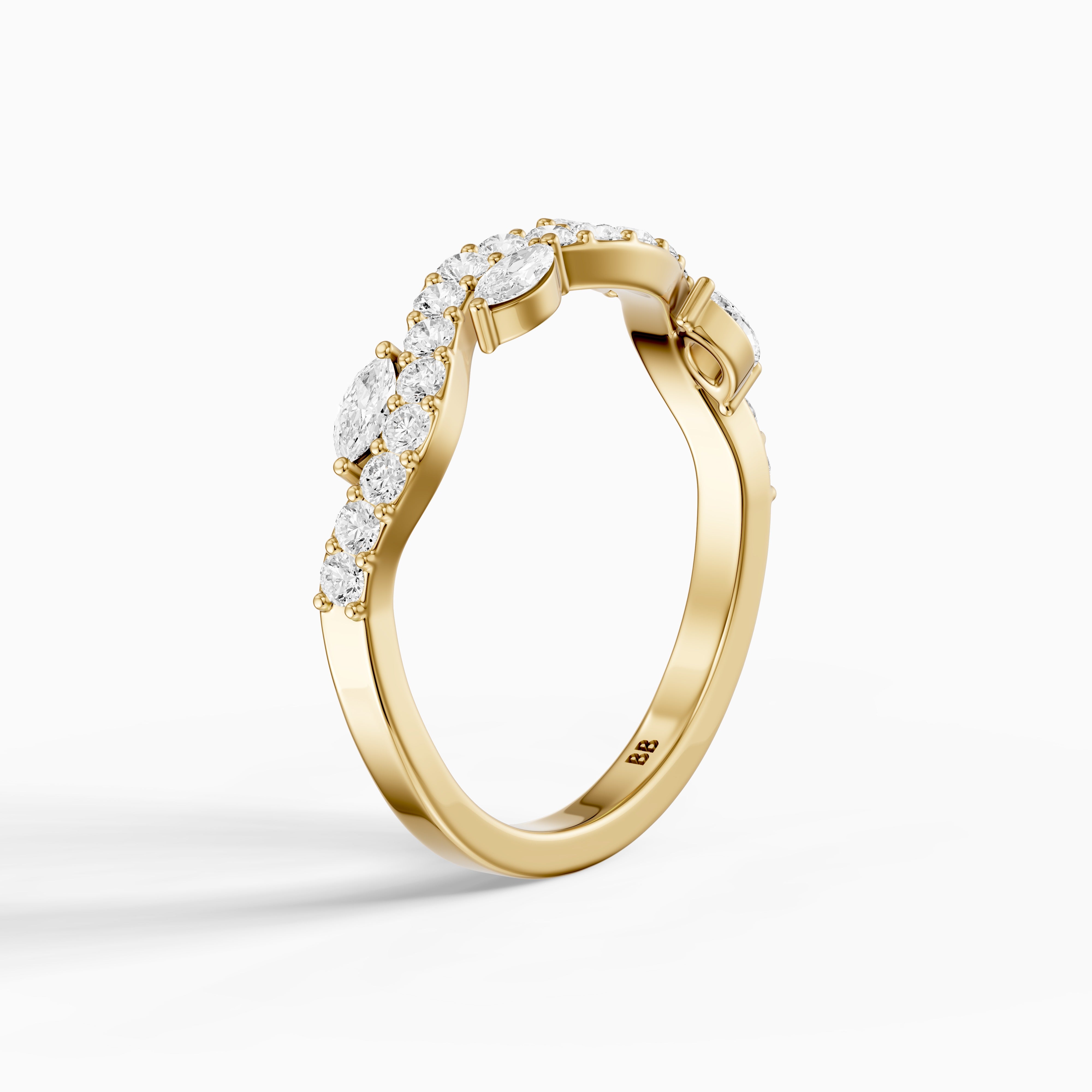 Etta Willow Winding Lab Grown Diamond Wedding Band with Marquise and Round