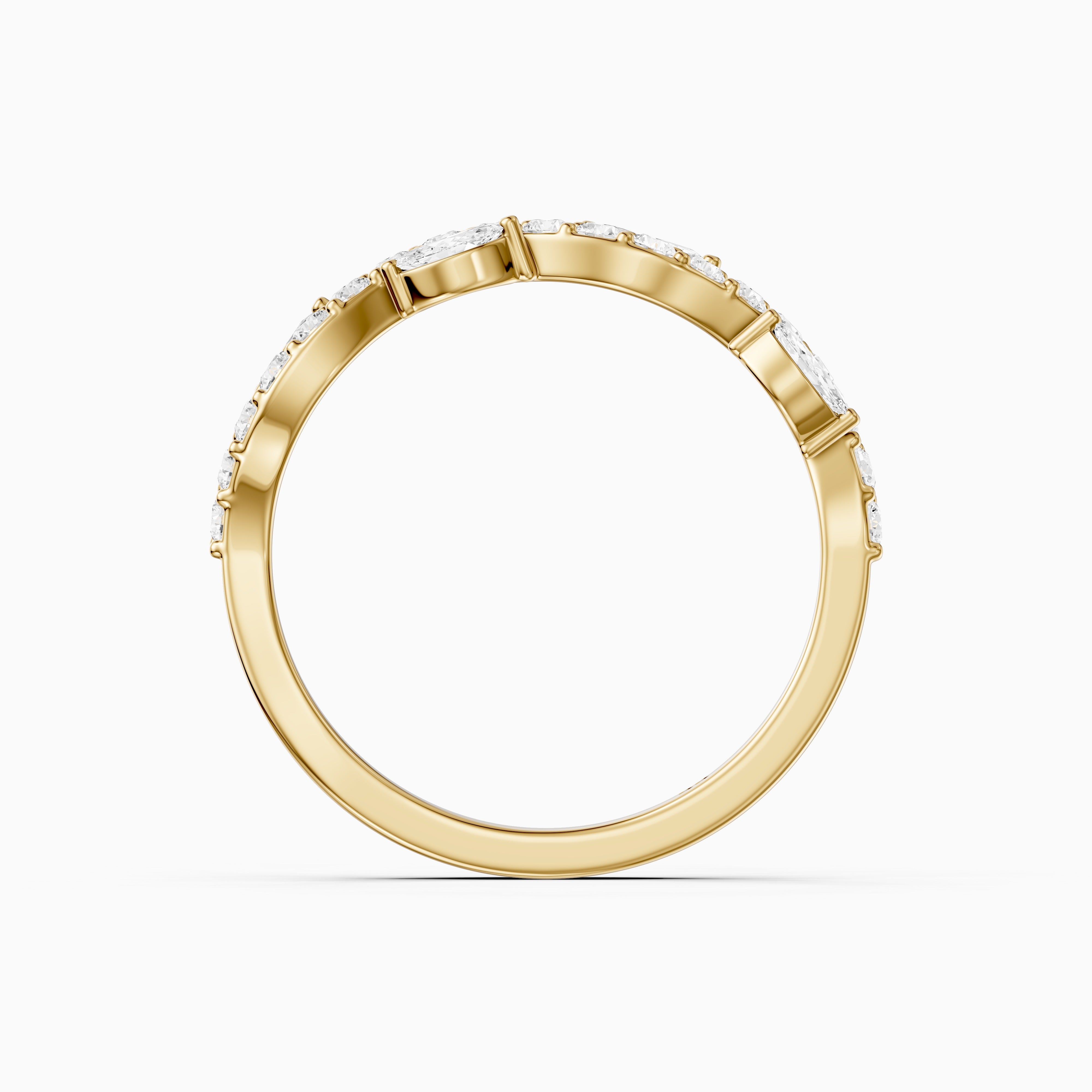 Etta Willow Winding Lab Grown Diamond Wedding Band with Marquise and Round