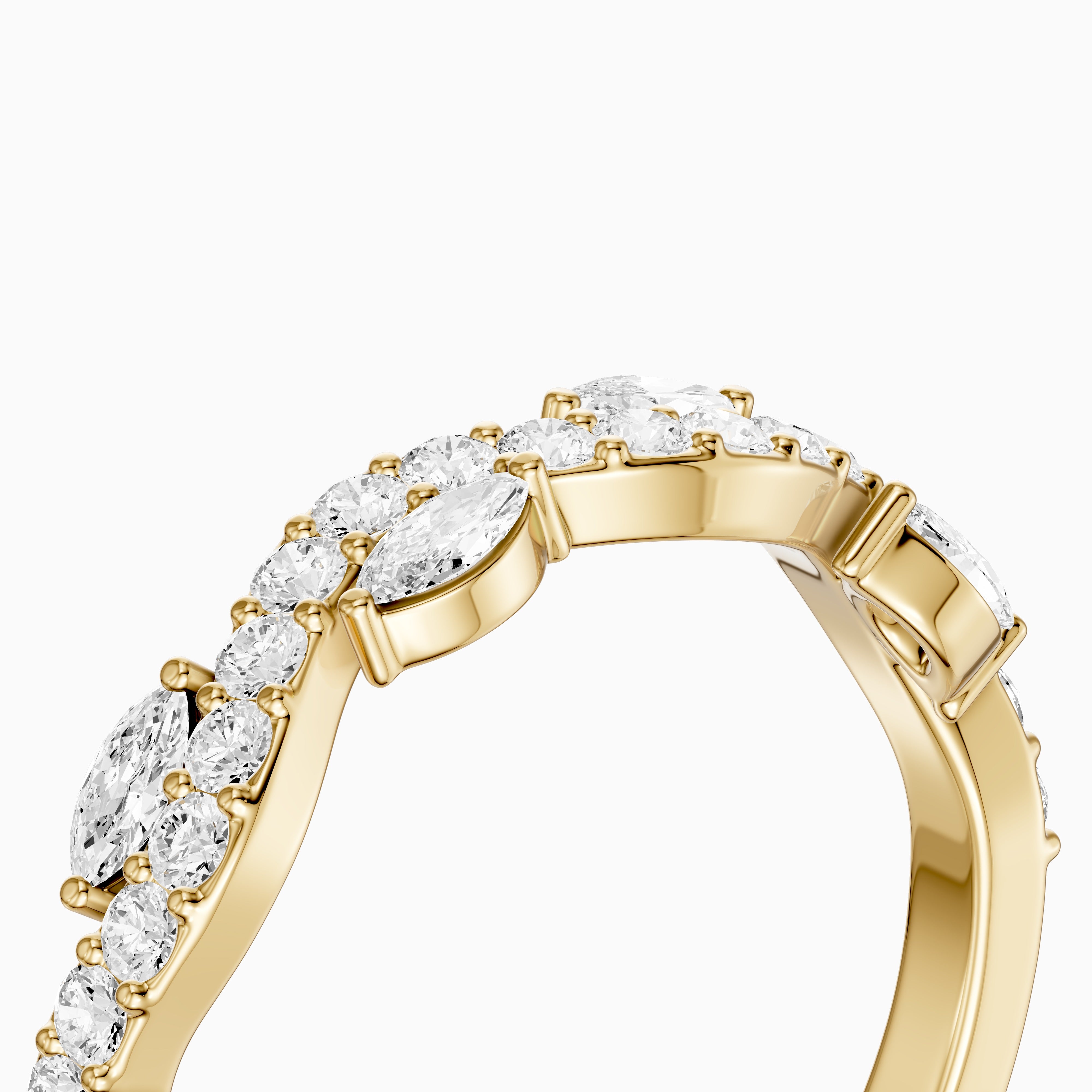 Etta Willow Winding Lab Grown Diamond Wedding Band with Marquise and Round