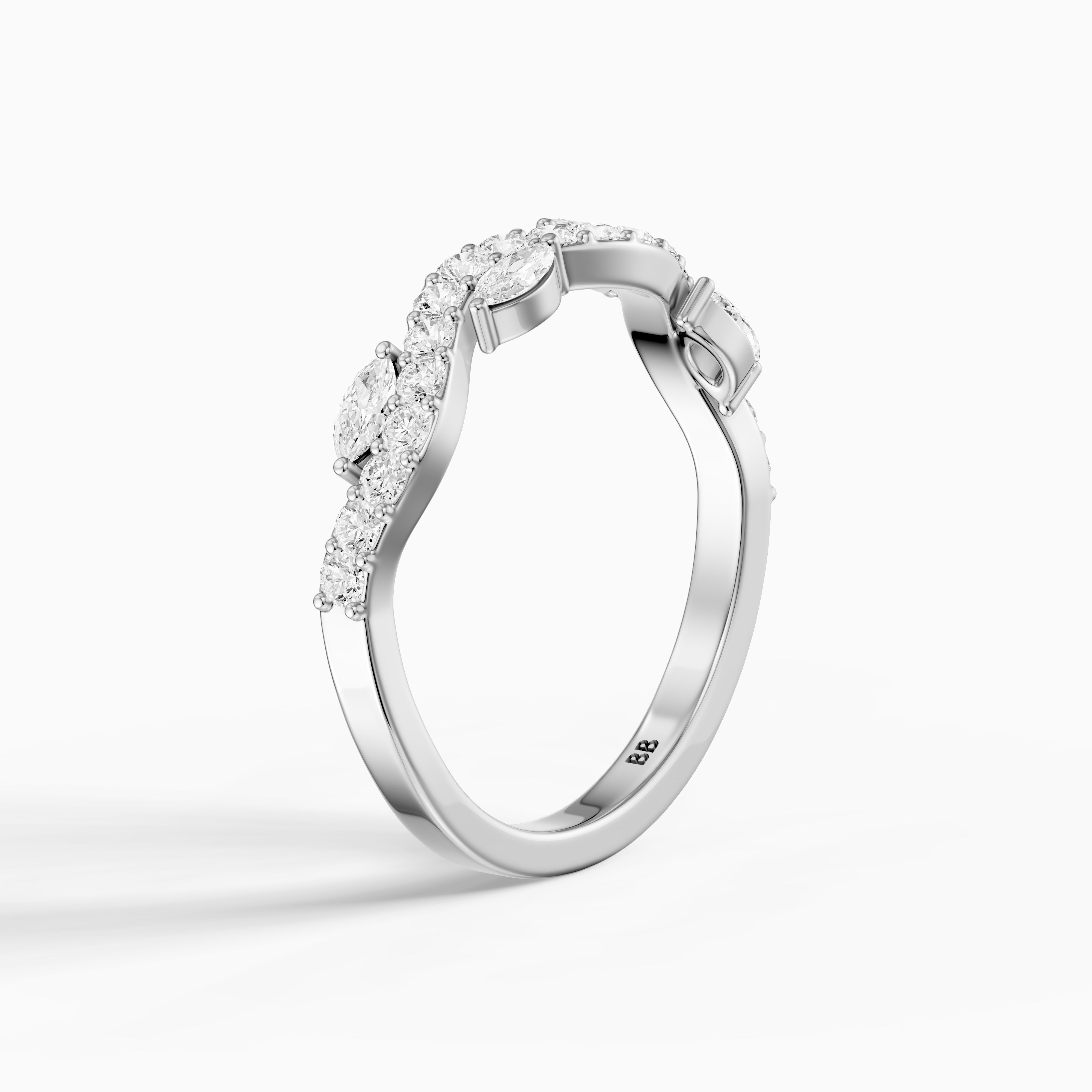 Etta Willow Winding Lab Grown Diamond Wedding Band with Marquise and Round