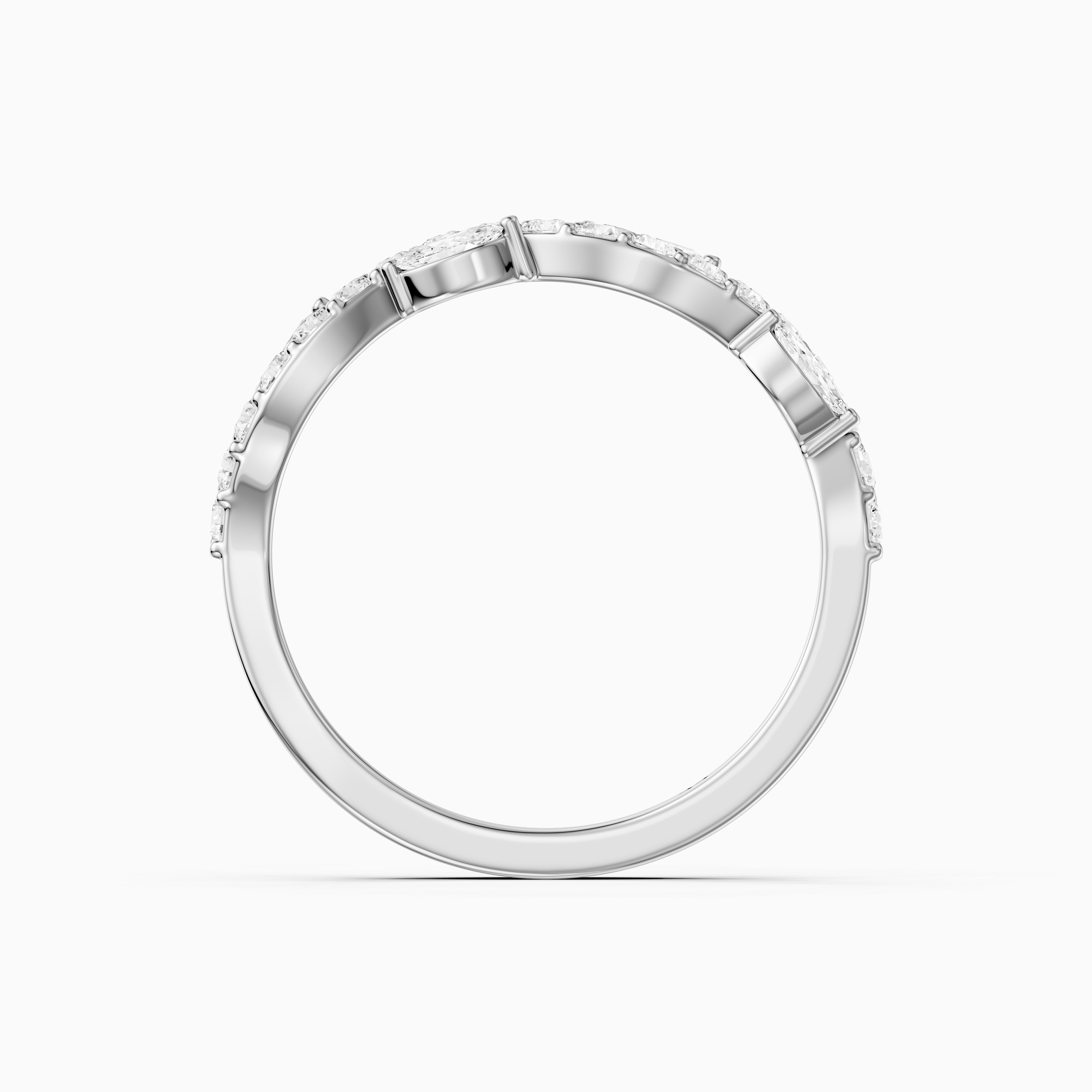 Etta Willow Winding Lab Grown Diamond Wedding Band with Marquise and Round