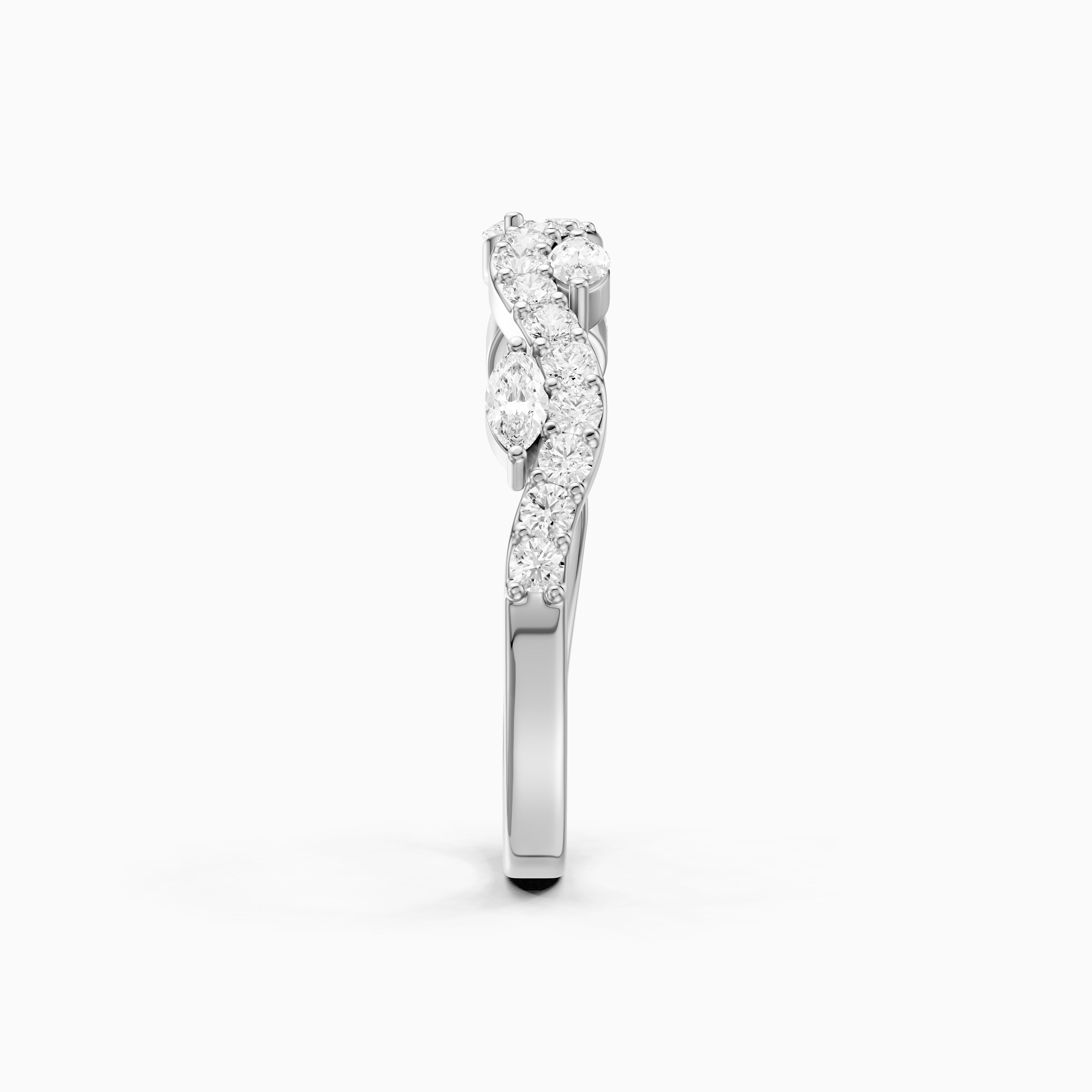 Etta Willow Winding Lab Grown Diamond Wedding Band with Marquise and Round