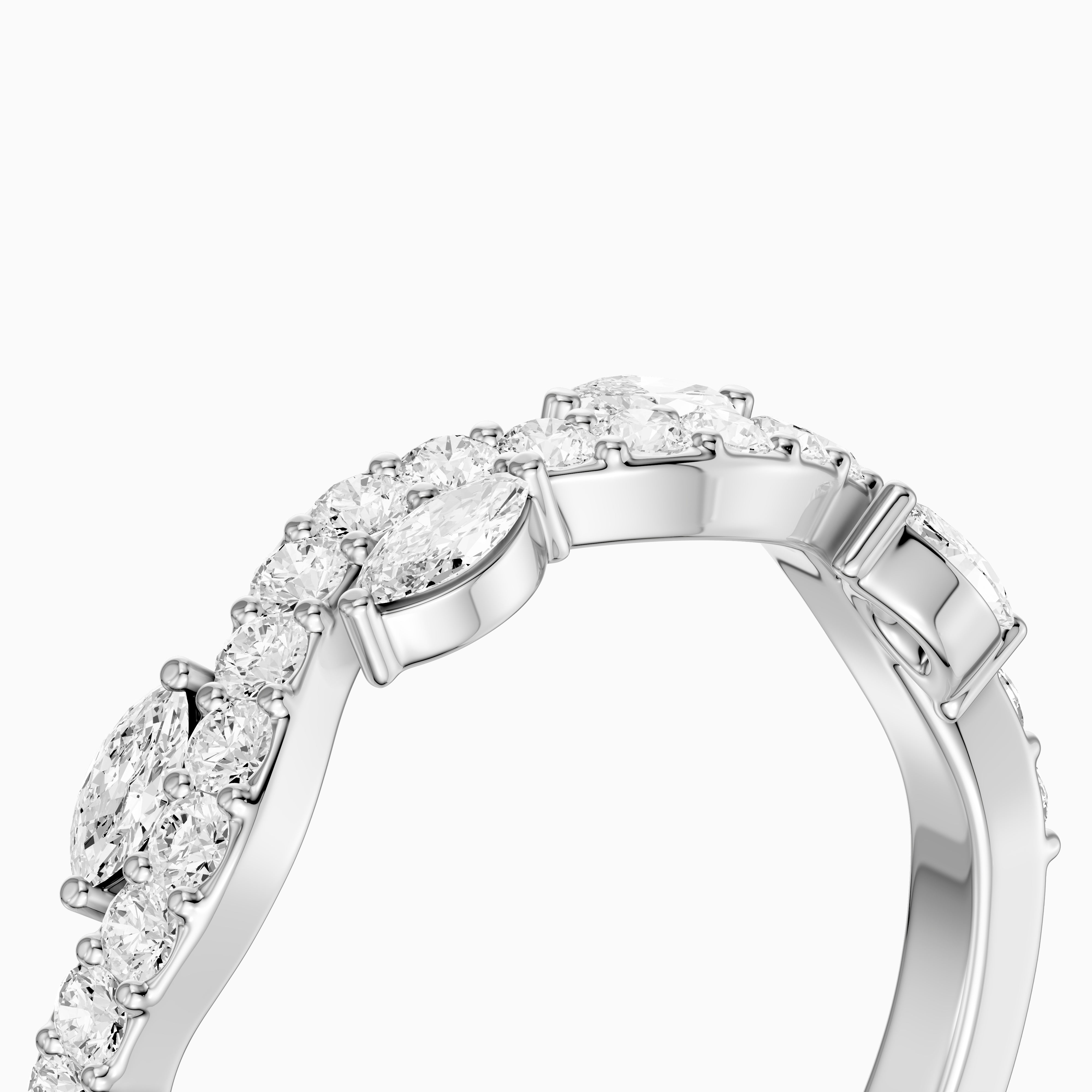 Etta Willow Winding Lab Grown Diamond Wedding Band with Marquise and Round