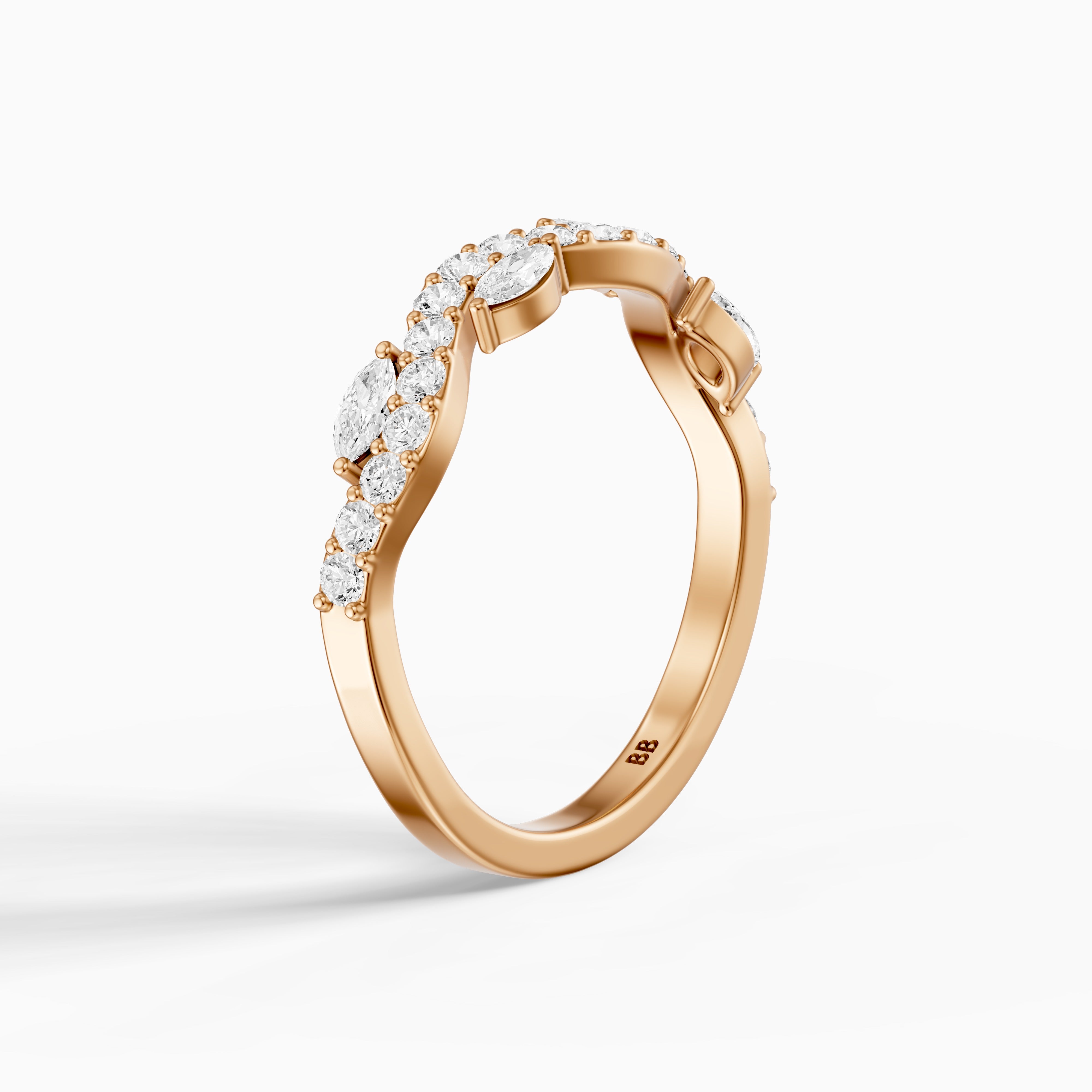 Etta Willow Winding Lab Grown Diamond Wedding Band with Marquise and Round