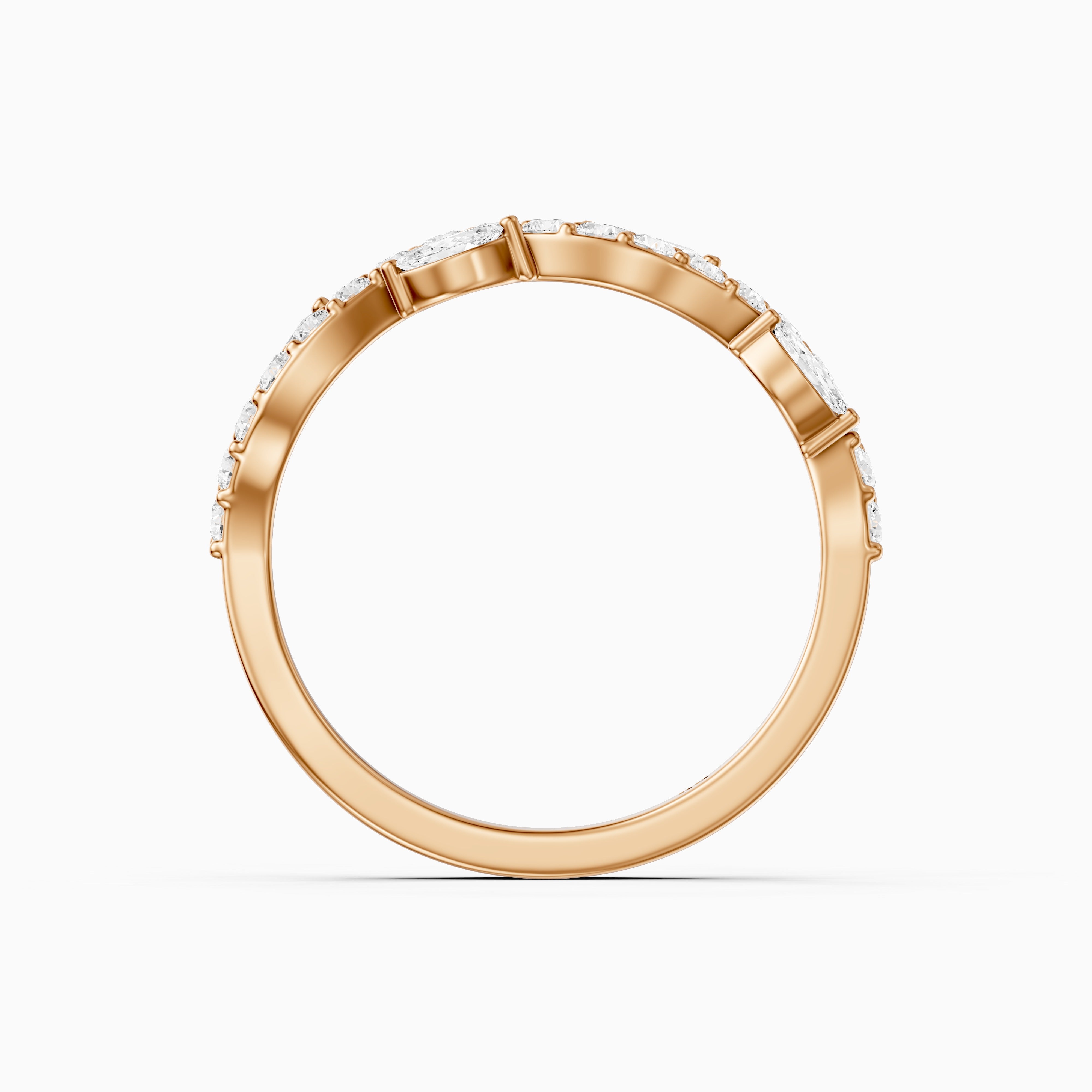 Etta Willow Winding Lab Grown Diamond Wedding Band with Marquise and Round