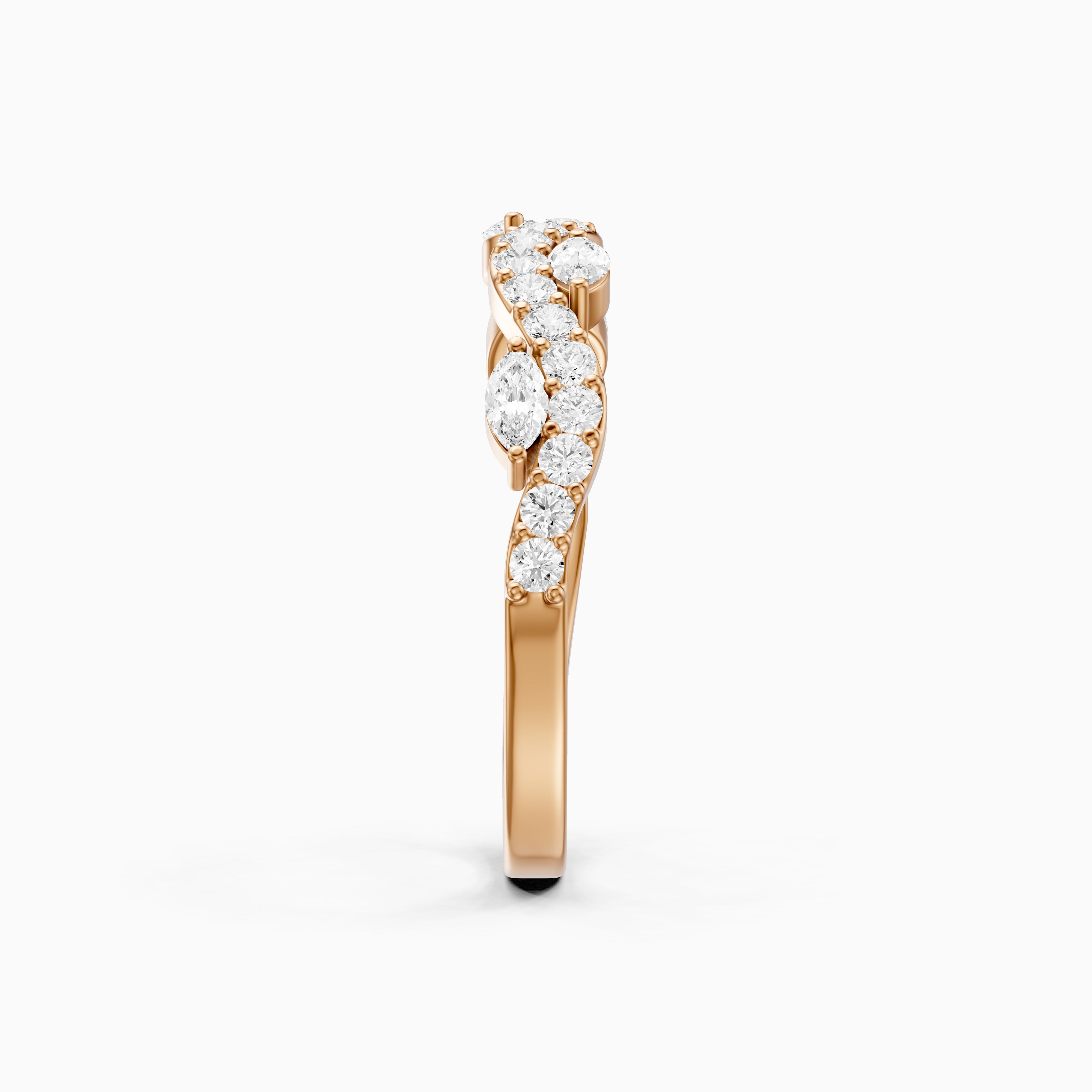 Etta Willow Winding Lab Grown Diamond Wedding Band with Marquise and Round