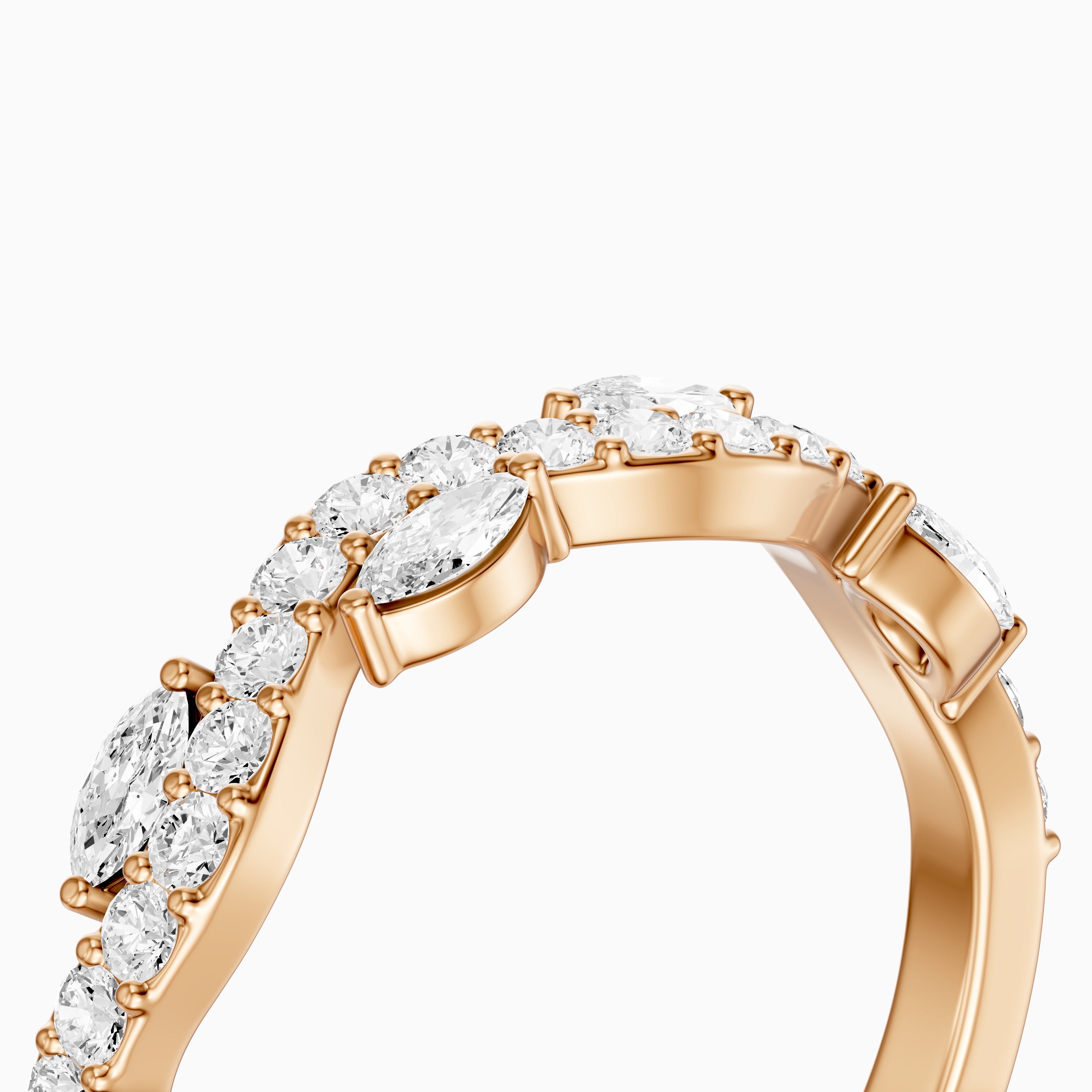Etta Willow Winding Lab Grown Diamond Wedding Band with Marquise and Round