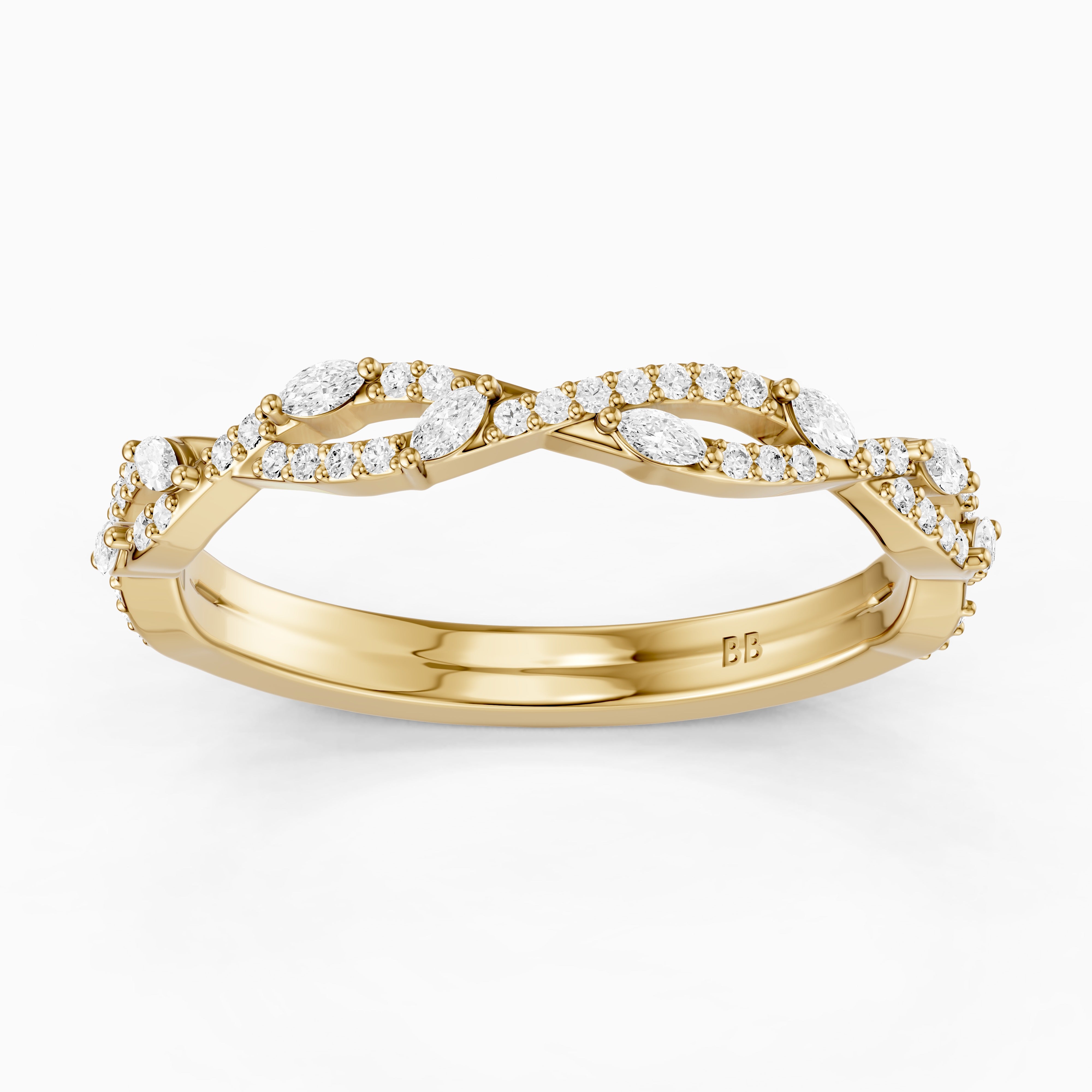 Elodie Twisted Marquise and Round Lab Grown Diamond Wedding Band