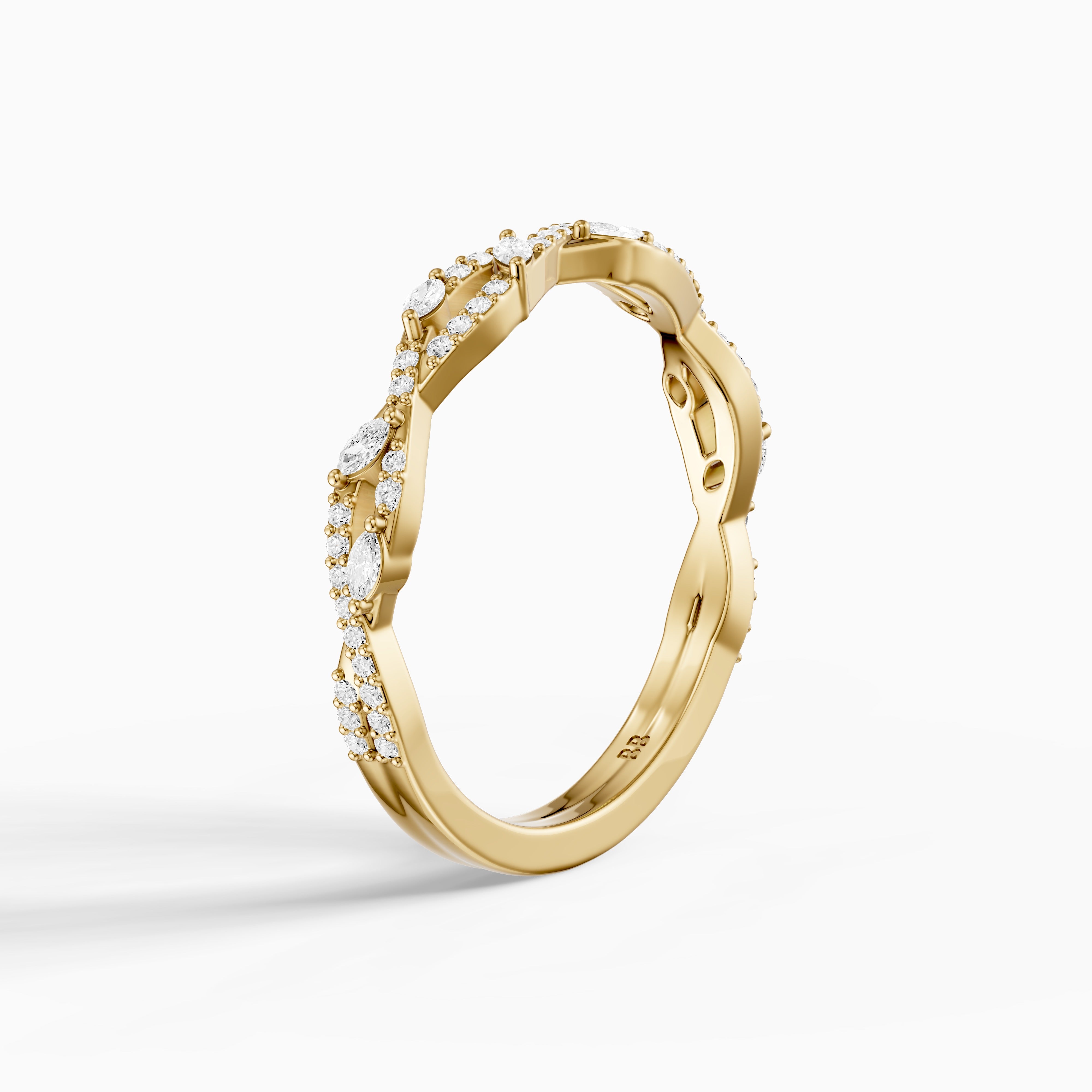 Elodie Twisted Marquise and Round Lab Grown Diamond Wedding Band