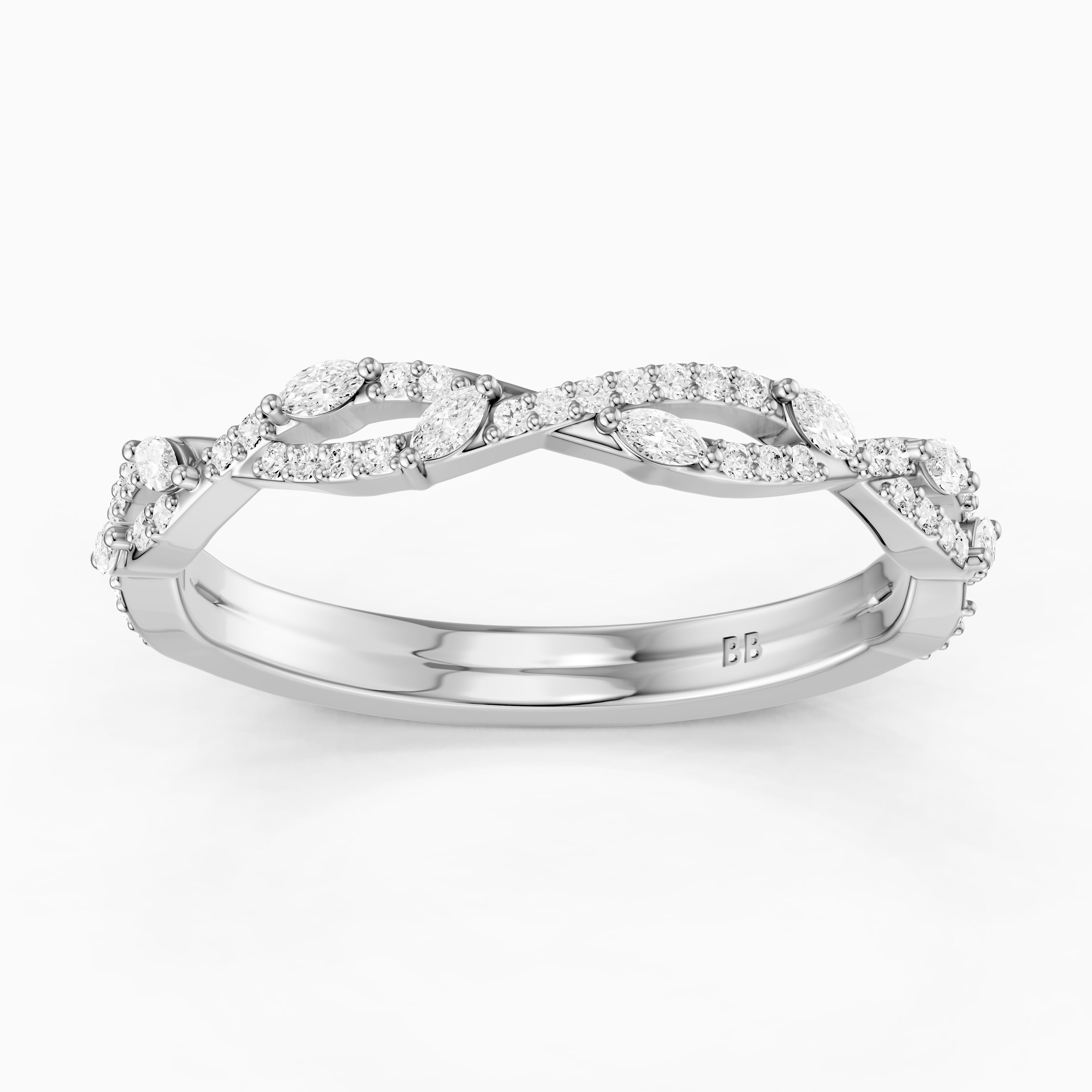 Elodie Twisted Marquise and Round Lab Grown Diamond Wedding Band