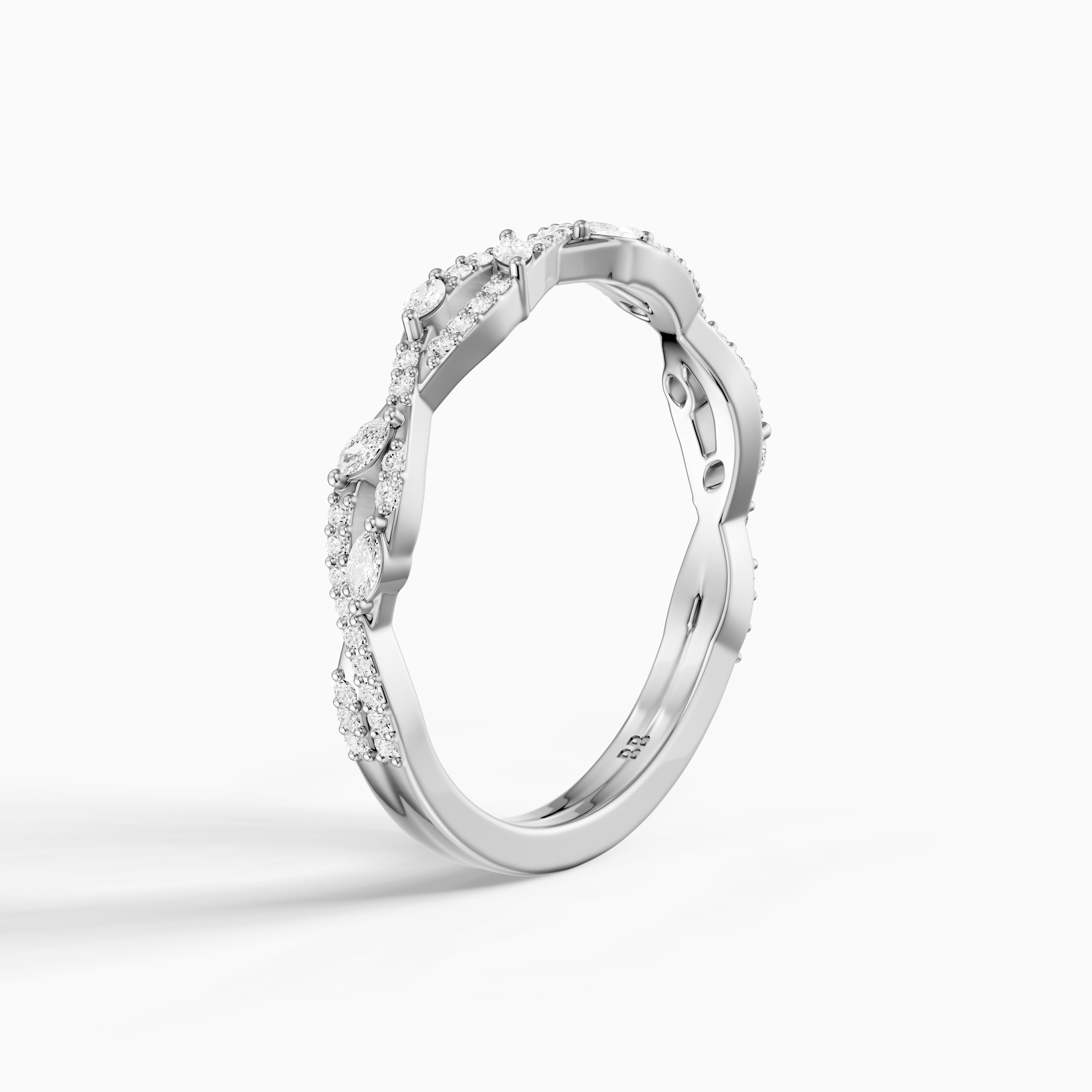 Elodie Twisted Marquise and Round Lab Grown Diamond Wedding Band