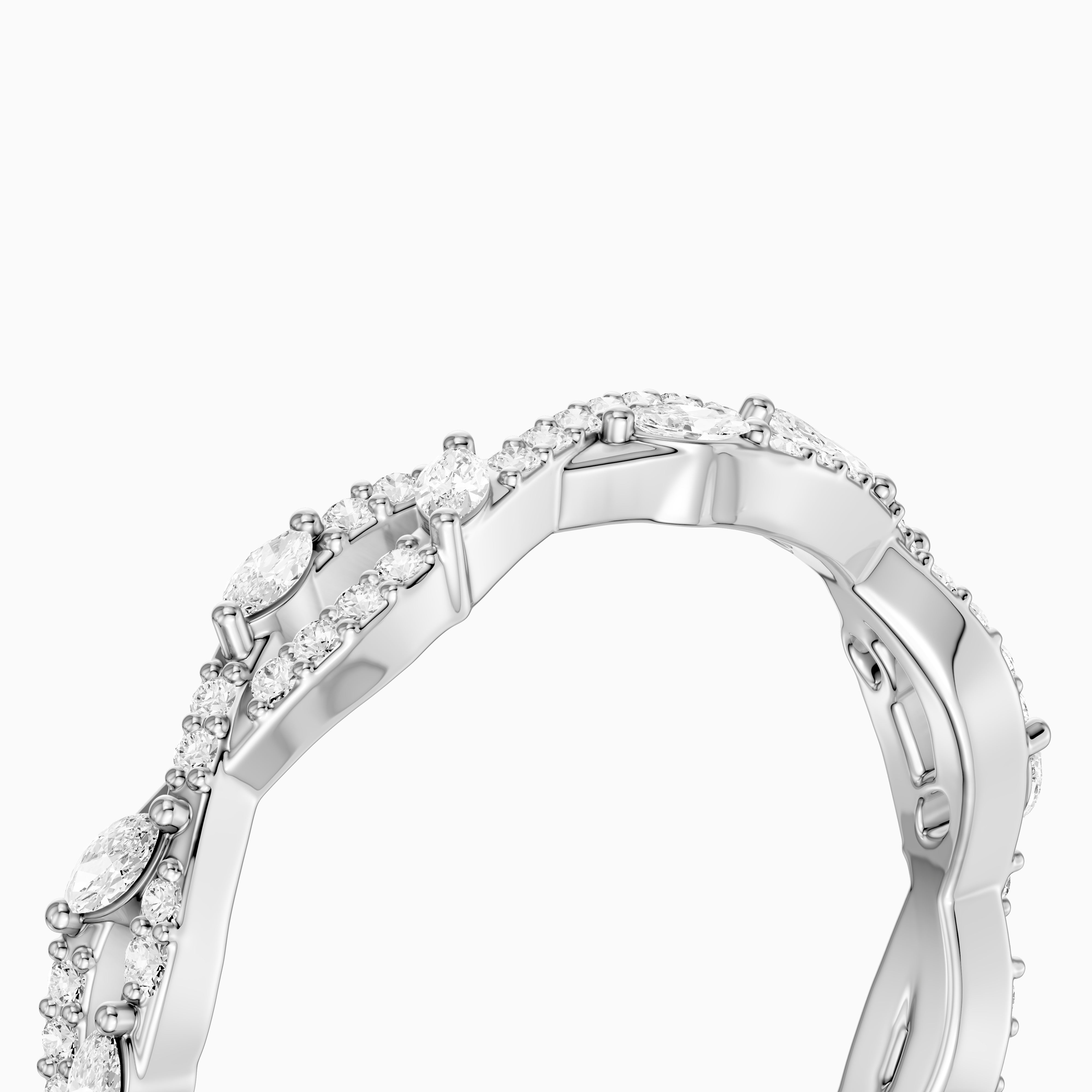 Elodie Twisted Marquise and Round Lab Grown Diamond Wedding Band
